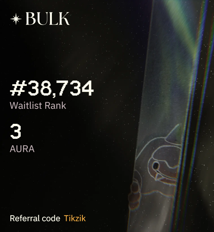 tikzikin's tweet photo. There are already over 50k people on
@bulktrade
earning aura points every week just by depositing funds
Join link : https://t.co/B0xVzLKNbO https://t.co/KuoDxla07n