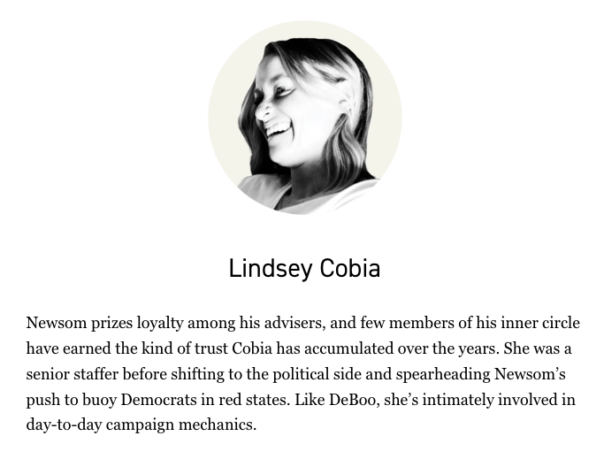 jenvanlaar's tweet photo. This is totally speculation on my part, but wouldn't it be crazy if one of the whistleblowers in the Gavin Newsom investigation was Michael Redding, husband of Gav's "Swiss Army Knife" and former deputy chief of staff (and rumored paramour), Lindsey Cobia?

Redding is a Harvard-trained attorney who was an AUSA in CA's Eastern District until he joined Bonta's office in 2021, then became a member of Newsom's cabinet... just about a year ago.