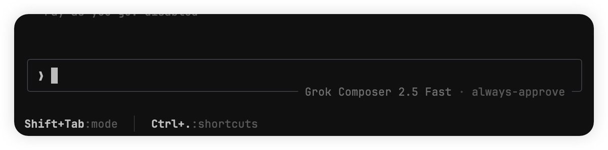 Go7hic's tweet photo. @Fenng Grok build Composer 2.5 已经可以用了 https://t.co/5x03ShpjBh