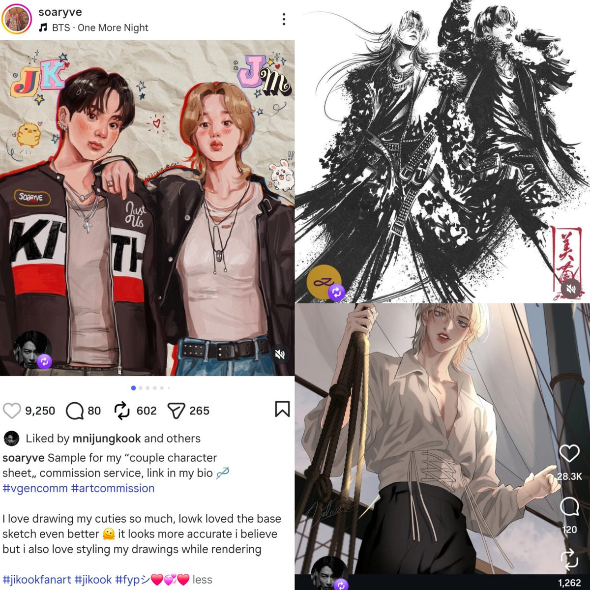 libravirgoduo's tweet photo. I still find it insane that jungkook reposted a jimin fanart and 2 jikook fanarts https://t.co/8WyLcFiHqV