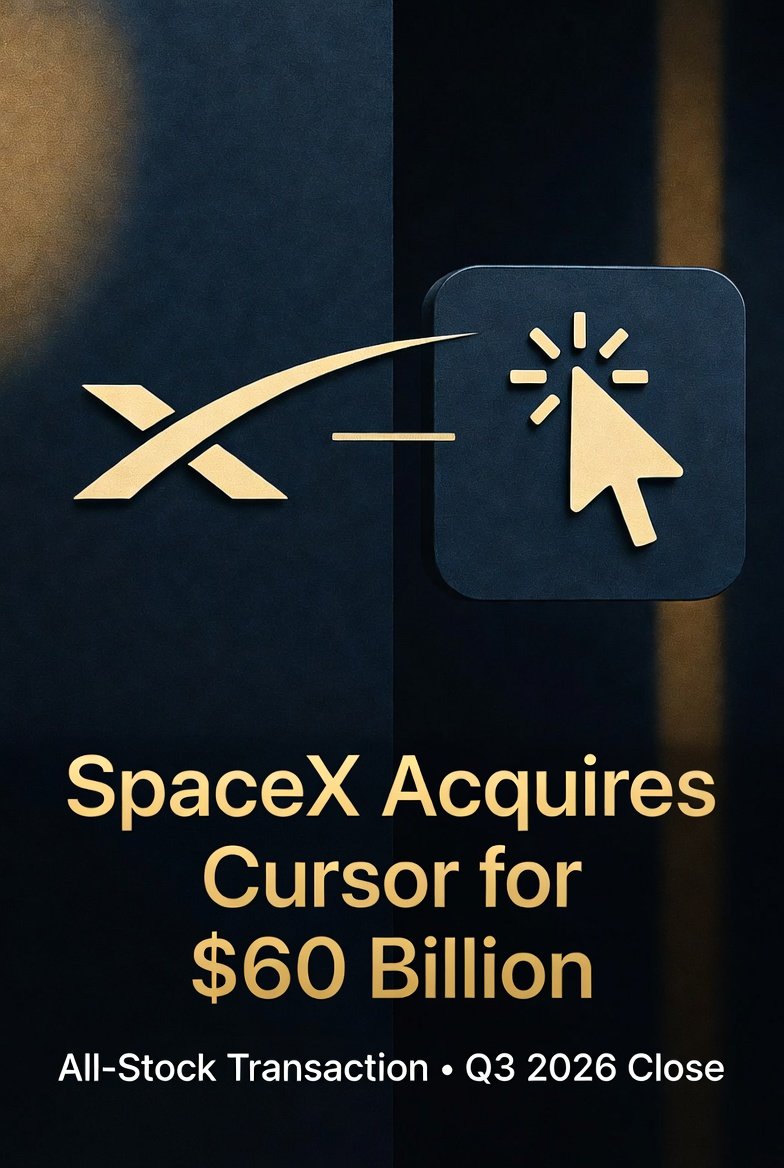 MacroRiskDesk's tweet photo. 🚨 BREAKING | #SpaceX Exercises $60B Option to Acquire Cursor 🏛️🤖

Fresh off its blockbuster Nasdaq debut, SpaceX ( $SPCX) has officially exercised its April option, entering into a definitive agreement to acquire Anysphere—the parent company behind the dominant AI coding agent Cursor—in a massive $60 Billion all-stock transaction. 

The Institutional Teardown:

• The Structure: The option has been fully converted. Cursor’s equity will convert directly into newly public SpaceX Class A common stock, with the deal expected to close in Q3 2026.

• The Financials: Cursor has emerged as an enterprise monster, generating roughly $2.6 Billion in annualized B2B revenue. At a $60B valuation, SpaceX is paying roughly 23x P/S—a premium price, yet highly accretive compared to SpaceX’s own overextended multiple.

• The Compute Arbitrage: Cursor has faced severe model training limitations due to the global compute shortage. Post-merger, it gains immediate, unhindered access to xAI's massive Colossus supercluster in Memphis. 

The Bottom Line:

Rather than rebuilding xAI's software engineering arm from scratch following early-year co-founder departures, Musk is aggressively deploying high-value $SPCX equity to purchase absolute market dominance in the enterprise developer stack. 

Wall Street is reacting with immediate euphoria, sending $SPCX up in today's session. 

How do you view this capital allocation move? Is using freshly printed public equity to plug product gaps a masterclass or a sign of internal organic strain? 👇

#MacroRiskDesk #Cursor #AI #Tech #Economy  🏛️🚀💻