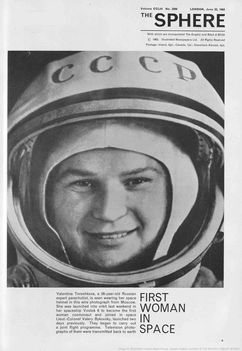 RussianEmbassy's tweet photo. 🚀 #OTD in 1963, Valentina Tereshkova became the first woman in space aboard Vostok 6. 

Over 3 days she orbited Earth 48 times, completing the only solo spaceflight ever completed by a woman and making history in the Space Age.

https://t.co/9BA8EPpttK https://t.co/RqgGVUG1vb