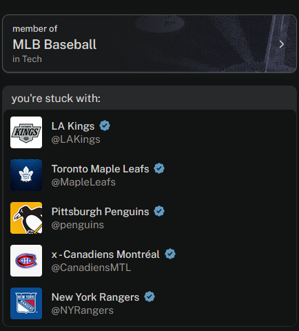 zZimbra's tweet photo. "Member of MLB Baseball"
It's all hockey teams
🤨 https://t.co/uRLOYoWDef
