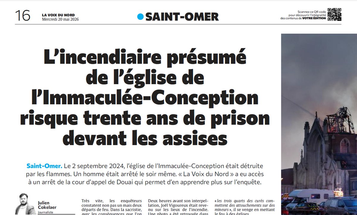 Agrif_'s tweet photo. 🚨Incendie de l’église de Saint Omer : @lavoixdunord  parle de l’action décisive de l’@Agrif qui a permis le renvoi devant la Cour d’Assises du Pas-de-Calais du mis en cause.
⏬⏬⏬
https://t.co/rmyOaa9b9h

✅SOUTENEZ NOTRE ACTION : https://t.co/O90mRFUgrv

#RacismeAntiChrétien https://t.co/SJlam307kv