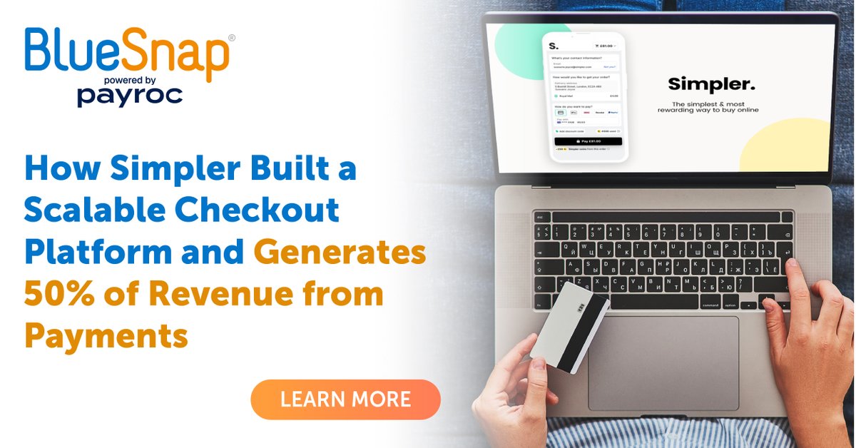 BlueSnapInc's tweet photo. Most platforms treat payments like a backend function. Simpler made them part of the product.

With BlueSnap Embedded Payments, Simpler can onboard merchants, white-label payments, earn revenue share &amp; securely vault shopper credentials across merchants.: https://t.co/Si7j0FJJF2 https://t.co/XWE0PWySUt