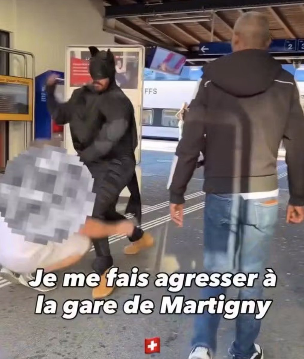 Recherche_RecTv's tweet photo. Der rechtsextreme Influencer Colin Walks veröffentlichte ein Video vom Bahnhof in Martigny. Darin spricht er zunächst Passanten an und nähert sich anschließend einer Gruppe von Männern. Einer von ihnen fordert ihn mehrfach auf zu verschwinden und schubst ihn wiederholt weg. Kurz darauf schlägt Walks dem Mann ins Gesicht, wodurch dieser zu Boden geht. Während der Mann liegen bleibt, entfernt sich Walks vom Ort des Geschehens. Die Kantonspolizei hat ein Strafverfahren eingeleitet.