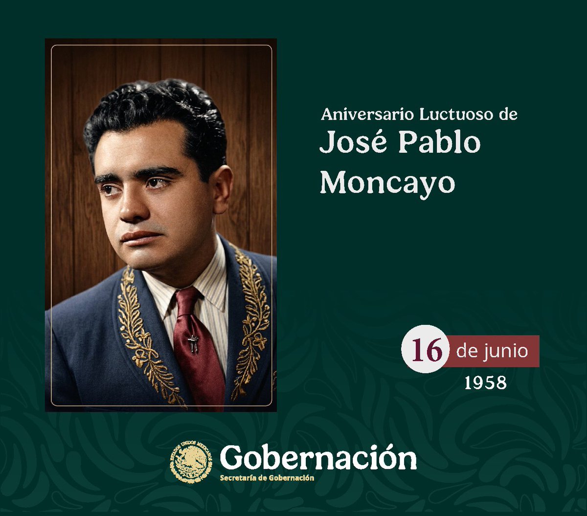 EFEMERIDESMX's tweet photo. A 68 años de su fallecimiento recordamos a José Pablo Moncayo, autor de Huapango y quien fue director de la Sinfónica del @ConservatorioMX Nacional de Música. Su obra enriqueció el patrimonio musical de México. Sus restos descansan en la #RotondaDeLasPersonasIlustres #Efemérides https://t.co/UZbVCHkSP3
