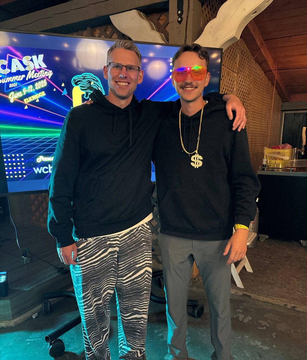 WesternSurety's tweet photo. From June 9–12, Dan and Carter attended the 2026 @WeBuildSK Summer Meeting in Waskesiu, SK.

The event stuck with the 80s theme and had the conference in the front and party in the back! 🪩 It was a great few days spent with industry partners from across the province. https://t.co/IbIk7AFZfB