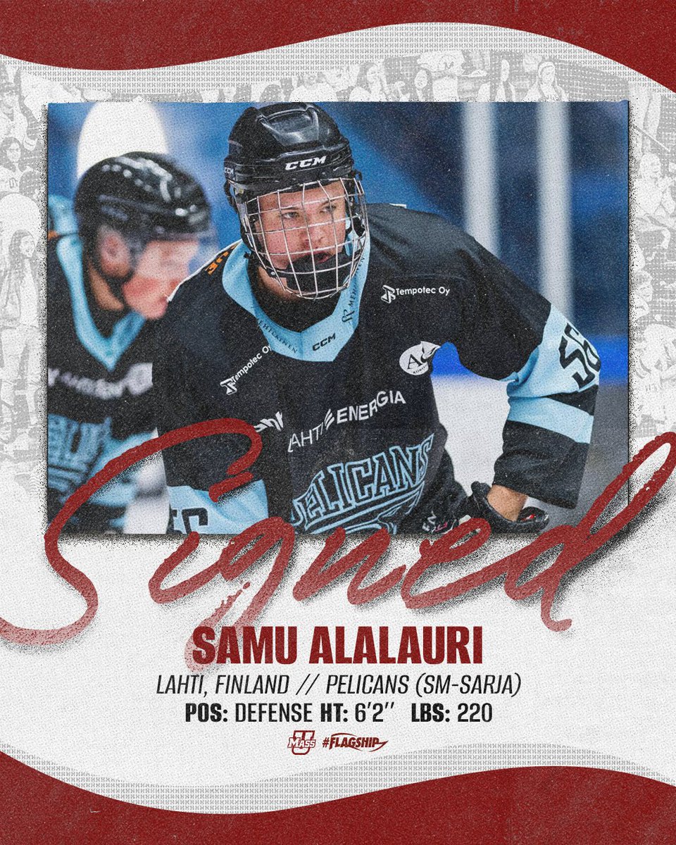 UMassHockey's tweet photo. Another name to look out for while following the @NHL Draft in a few weeks! 

Welcome to the squad, Samu!

🔗: https://t.co/0oWuQmknOr

#NewMass X #Flagship🚩 https://t.co/vLe8CBmp7p