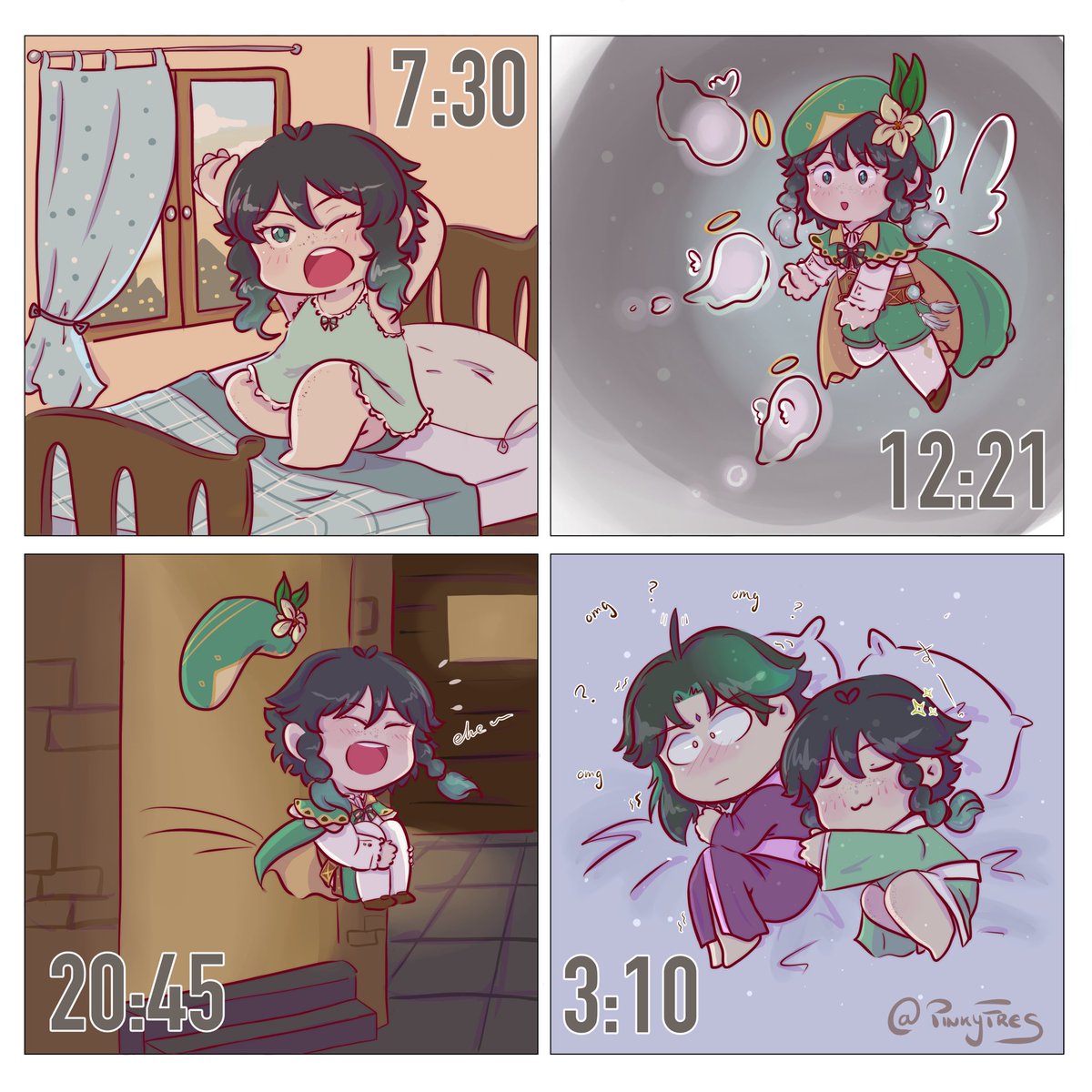 pinkyfres's tweet photo. An old Venti doodle for his birthday! #venti #xiao #xiaoven https://t.co/1nALIFalJj