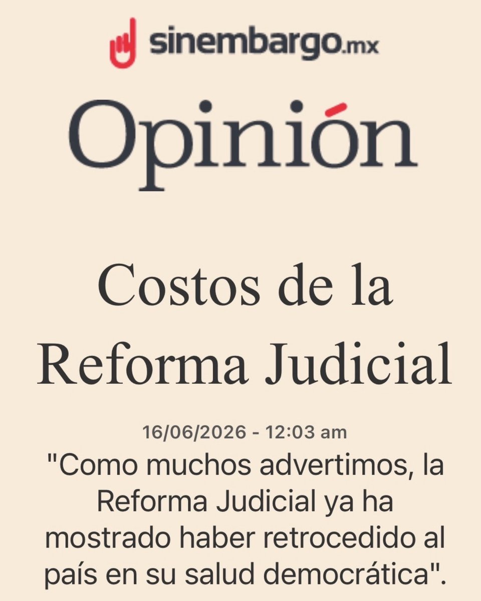 gdehoyoswalther's tweet photo. La Reforma Judicial derivó en la disminución de la profundidad del análisis jurídico, una menor solidez argumentativa y la reducción en la previsibilidad de las sentencias, por la alta probabilidad en el cambio de criterios.  Lo escribo en @SinEmbargoMX.🔗https://t.co/kUoHsylYng https://t.co/VnlGr7R87G