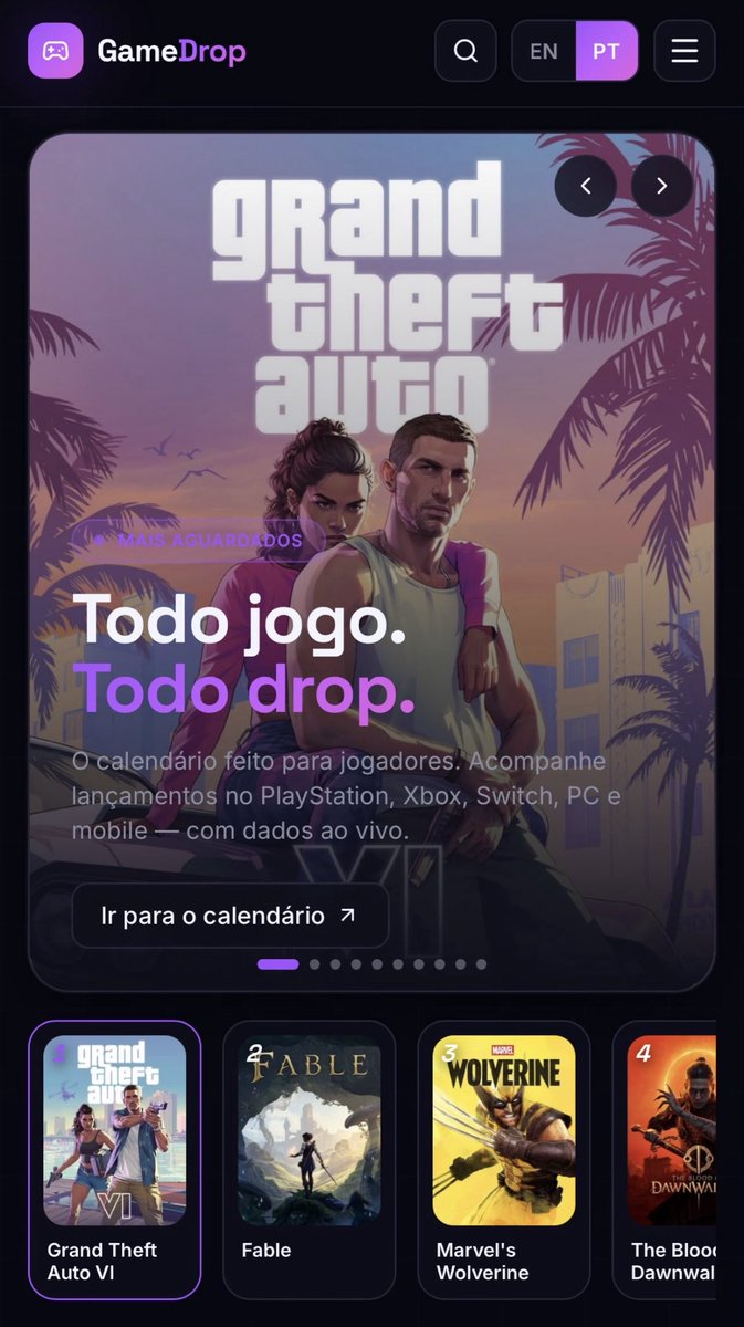 GameDropApp's tweet photo. Ajustamos a exibição dos games mais hypados da home do site na versão mobile.

Agora eles são exibidos igual ao da versão desktop. https://t.co/tM6U9nbqdE