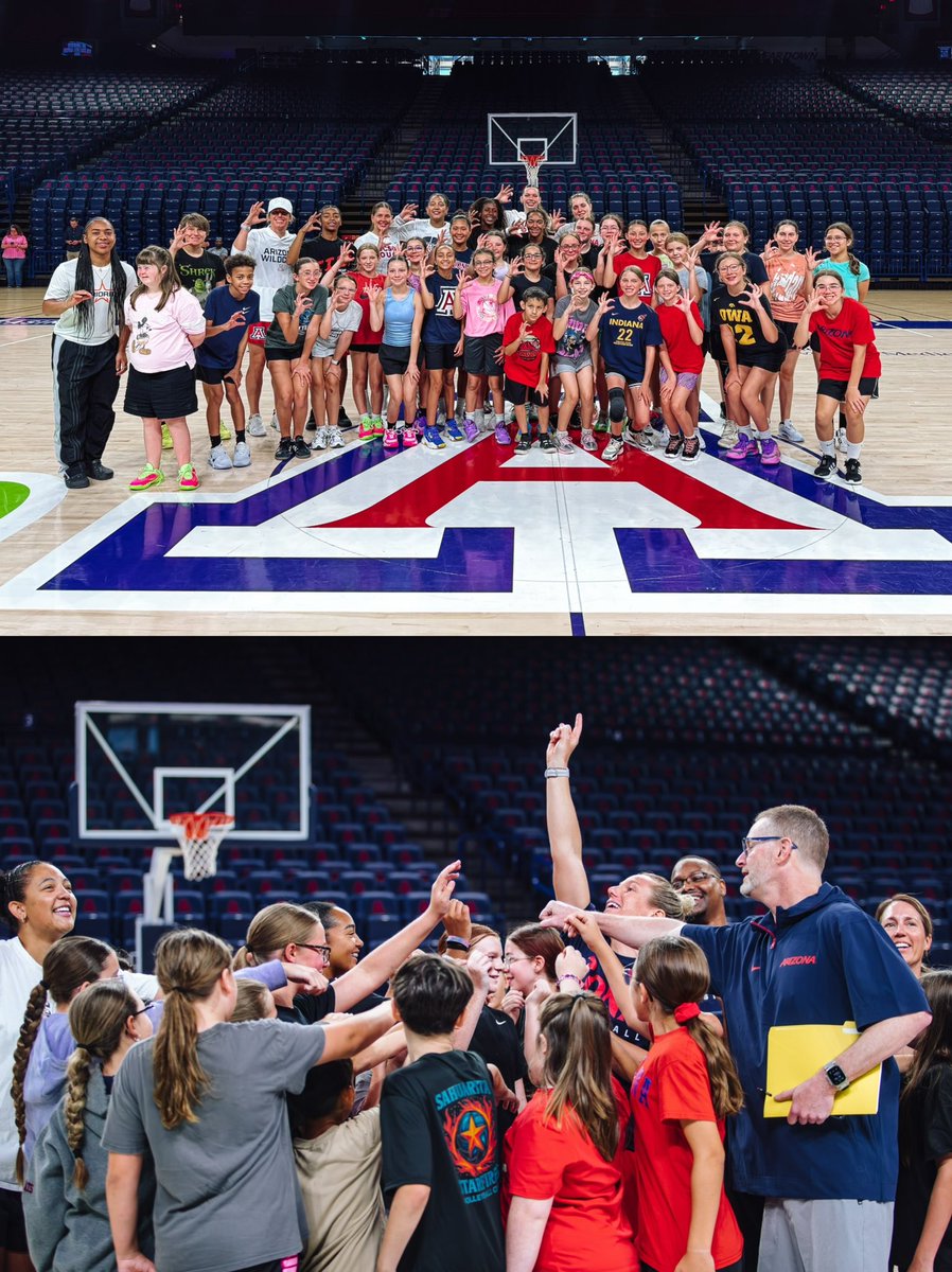 ArizonaWBB's tweet photo. Teaching the game and having fun along the way! We’re grateful for every camper who attended the Becky Burke Basketball Camp! 😁⛺️ https://t.co/RqRGCxm9pB