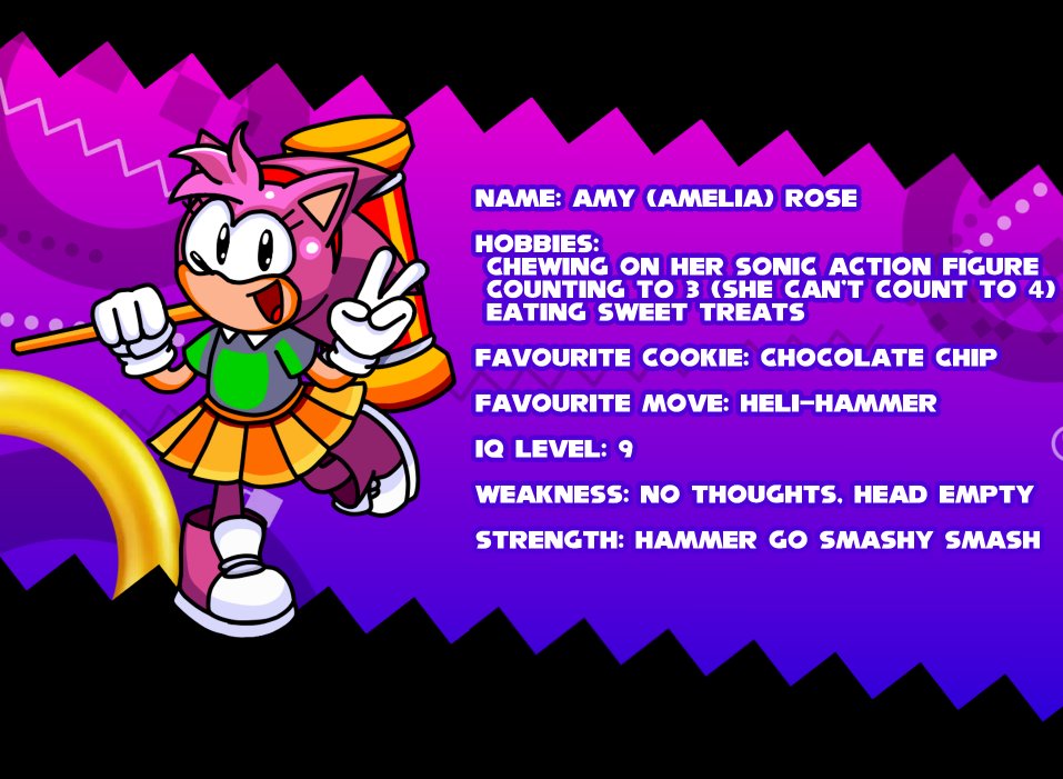 KarlEmerald's tweet photo. Did you know? Each sprite style for Amy in #Sonic3AIR Amy Galore has their own name and personality. They even has their favorite cookie listed here. https://t.co/qYgwClMOcU