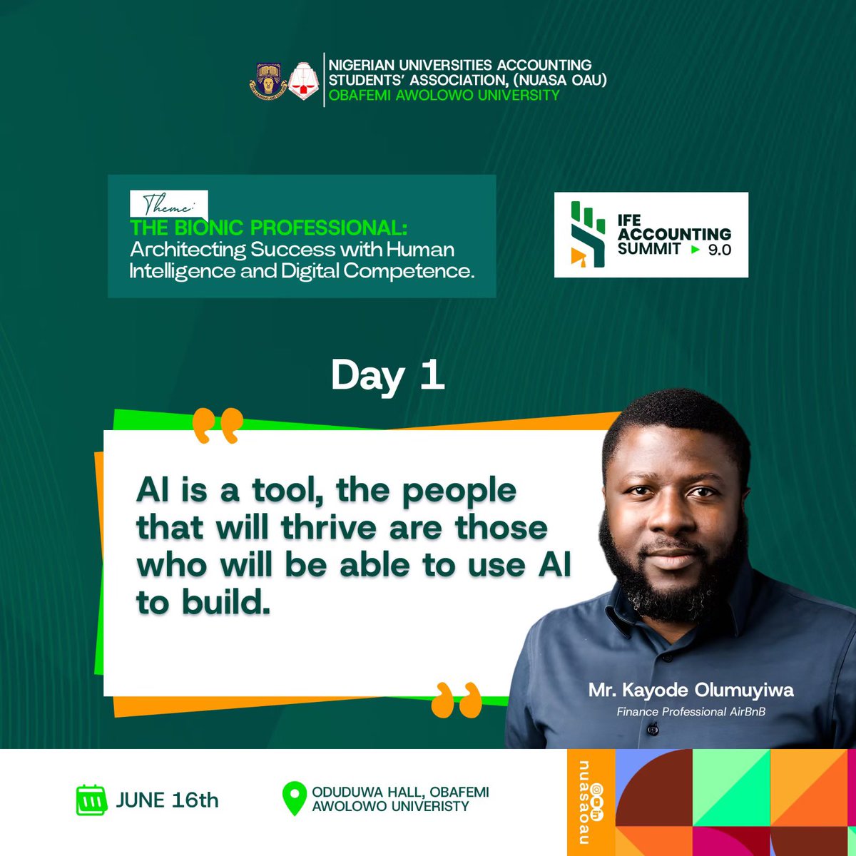 nuasaoau_'s tweet photo. 🔥💡 “Don’t just watch the AI wave—learn to ride it.”

Day 1 of IAS 9.0 with Mr. Kayode Olumuyiwa 🧠⚡

AI empowers professionals who know how to use it. Digital competence is now essential.

Future = knowledge + tech + execution 📊🚀

#IAS9 #TheBionicProfessional https://t.co/VELzzrsxHW