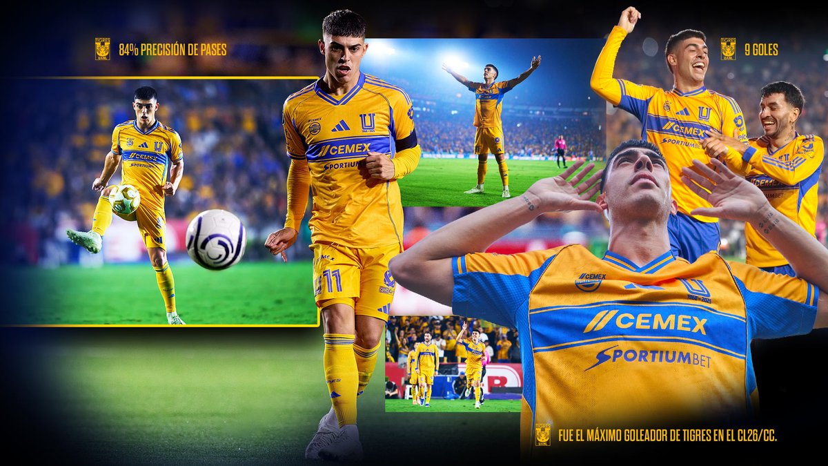TigresOficial's tweet photo. 🐯⚽️ ¡9 goles y 8 asistencias en 28 partidos con Tigres!

🔥 ¡Revisa lo mejor de Juan Brunetta en este primer semestre del 2026! https://t.co/MpQOLV16sk