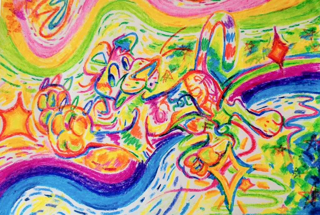 Tigerparadise's tweet photo. oh to be a whimsical crayon tiger exploring the cosmos  🌌💫 https://t.co/Jk7NSEhpOx