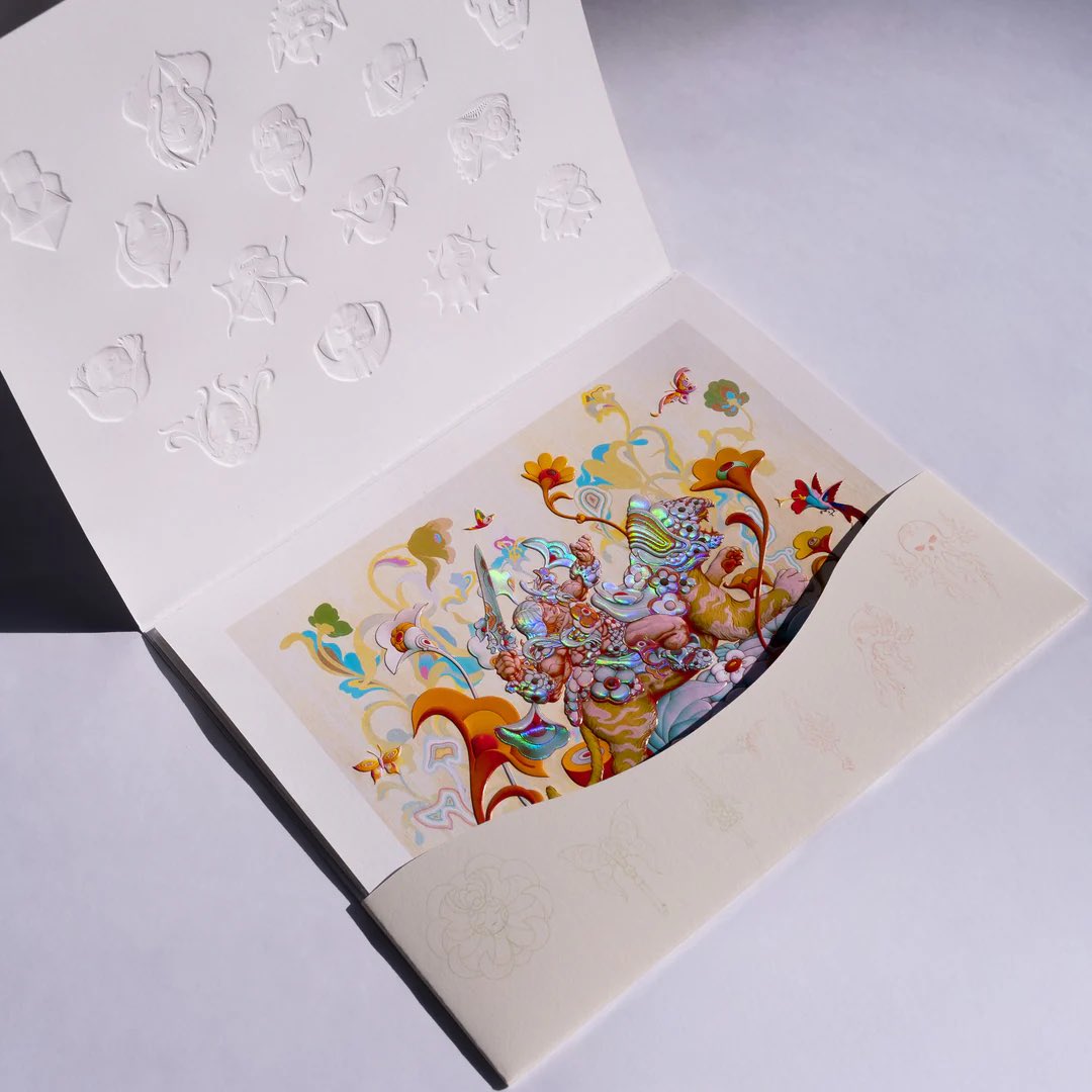 JamesJeanArt's tweet photo. My collaboration with Masters of the Universe continues with an exquisitely crafted new print set featuring He-Man and Skeletor, housed within a special archival portfolio. Created with obsessive attention to detail, these prints feature fully embossed imagery, radiant foil embellishments, and domed gloss accents that push the artwork into new dimensions. Each print is anchored by custom-designed chops depicting the headshots and legendary weapons of Eternia’s greatest rivals.

The set arrives enclosed in a custom-printed and embossed archival portfolio featuring a beautifully sculpted array of classic MOTU characters, which can also be framed and displayed as a work of art in its own right. June 23 - 8am PT, 24hrs only.