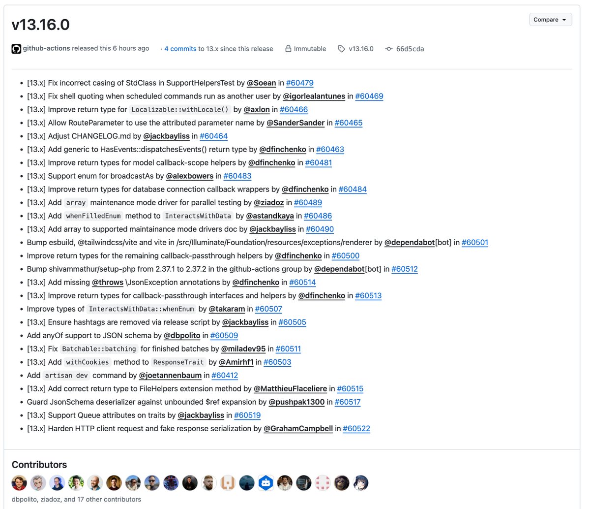_papagram_'s tweet photo. #Laravel 13.16.0 および 13.16.1 がリリースされています。

devという新しいartisanコマンドが追加されていて気になる。composer.jsonを直接編集しなくても、コードベースで開発環境の起動やプロセスを宣言できるようになるみたい。 https://t.co/3jLaLkavDa