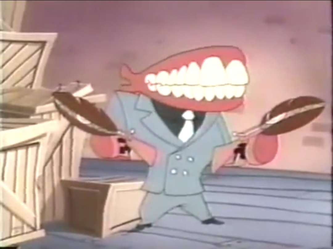 Zebracorn_chan's tweet photo. I've found Caine's father in an old cartoon from the 90s. /j

His name is Al Dente and he's a character from the cartoon Beetlejuice; he appears in the episode 14 "Ear’s Looking at You" from the fourth season. #TADC #TheAmazingDigitalCircus https://t.co/TY62UpgWsy