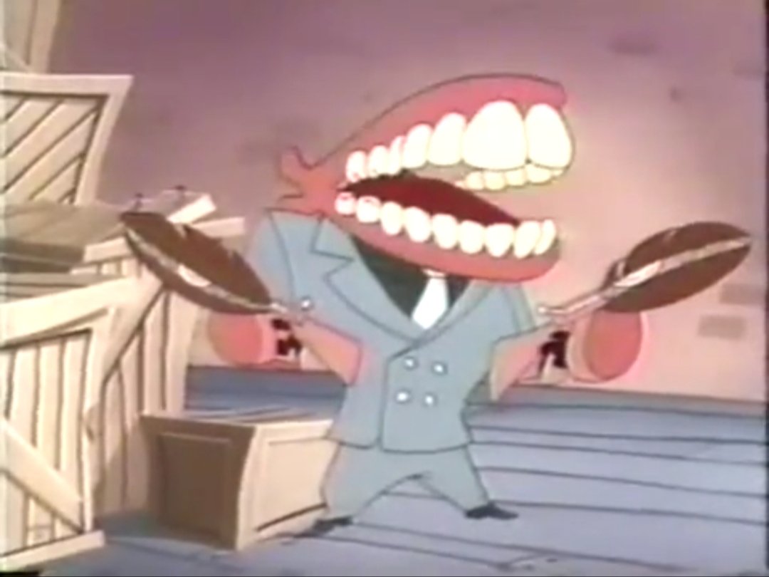 Zebracorn_chan's tweet photo. I've found Caine's father in an old cartoon from the 90s. /j

His name is Al Dente and he's a character from the cartoon Beetlejuice; he appears in the episode 14 "Ear’s Looking at You" from the fourth season. #TADC #TheAmazingDigitalCircus https://t.co/TY62UpgWsy