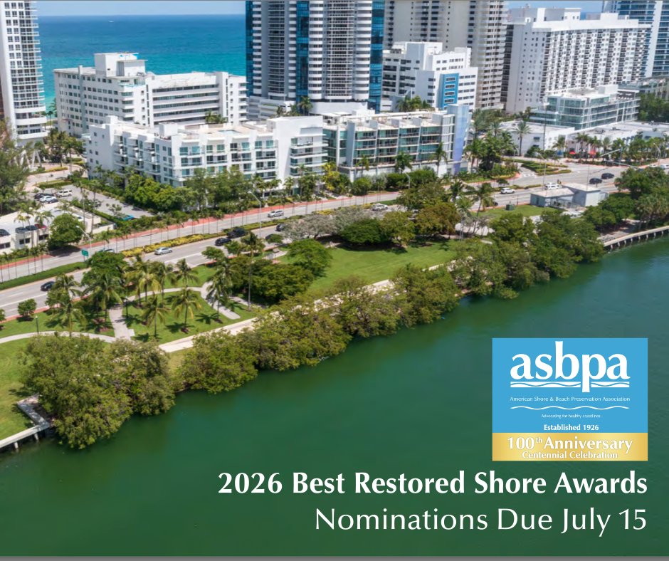 asbpa's tweet photo. Is your community’s restored shore missing from the ASBPA Best Restored Shore awards list? 👀 Now is the time to share your project’s success!

Submit a #Nomination by July 15: https://t.co/8QOuMMpcKs 

📸: 2025 Best Restored Beach Award, City of Miami Beach Brittany Bay Park, FL https://t.co/yd8SgCBaau