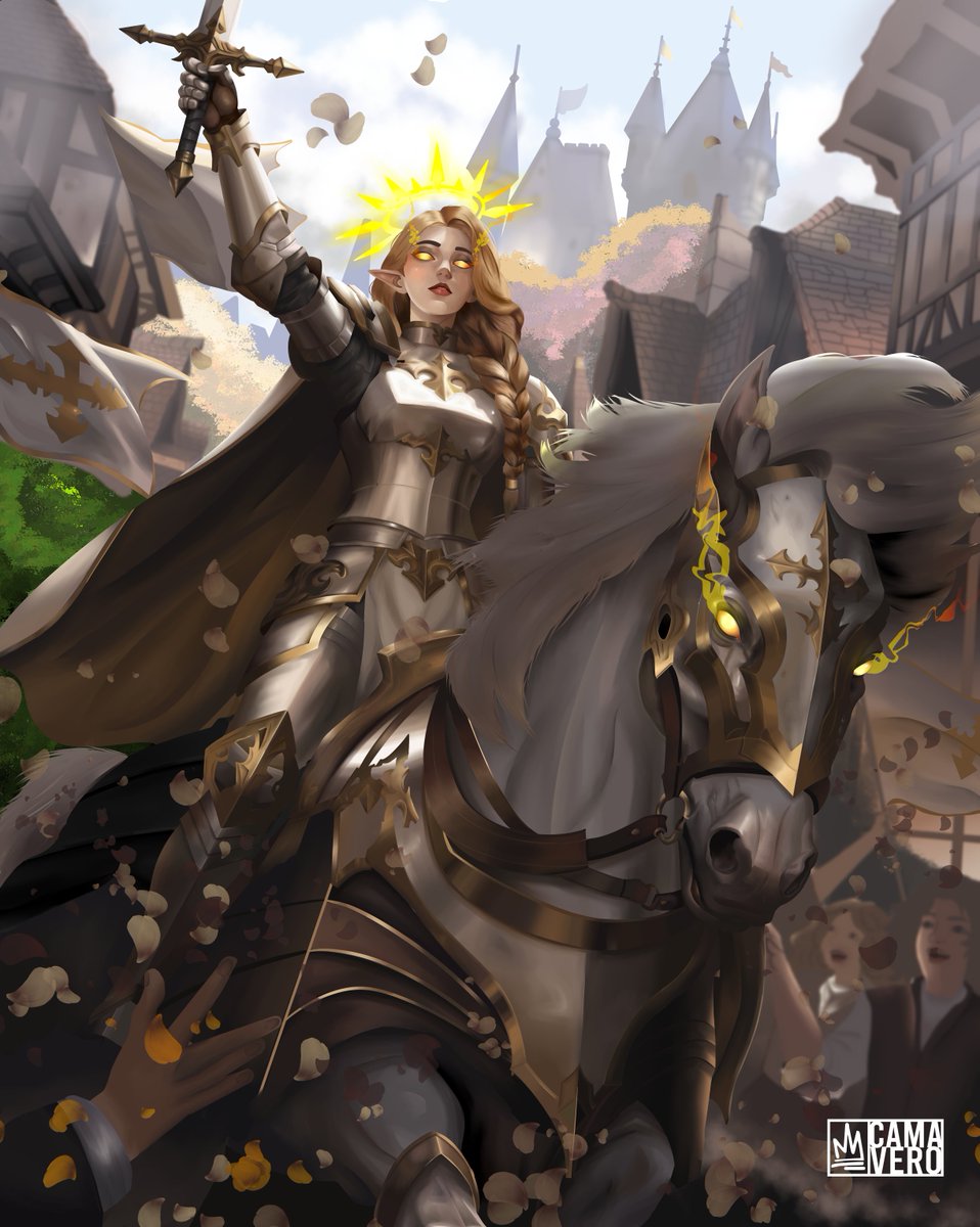 EdCamavero's tweet photo. Dina, Paladin of the Golden Cross⚔️
Chosen by the light of Shakar, Diana rides where hope fades and shadows threaten to advance. A legendary warrior of the Order of the Golden Cross, her sword protects the innocent, and her faith remains unshakable in the face of any adversity. https://t.co/0zGVIi20xw