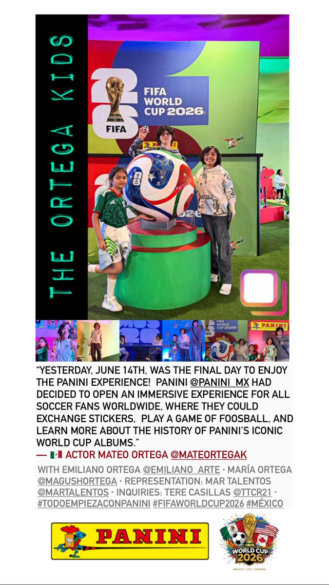 _mateoortega's tweet photo. “¡14 de junio, fue el último día para disfrutar de la experiencia Panini @PaniniSportMx @PaniniAmerica !
Panini había decidido ofrecer una experiencia inmersiva para todos...”
Leer más: https://t.co/FURBksgKCB
#FIFAWorldCup2026 #PaniniMéxico #CDMX #SHAKIRA #MateoOrtega #México https://t.co/5upFirK7b3