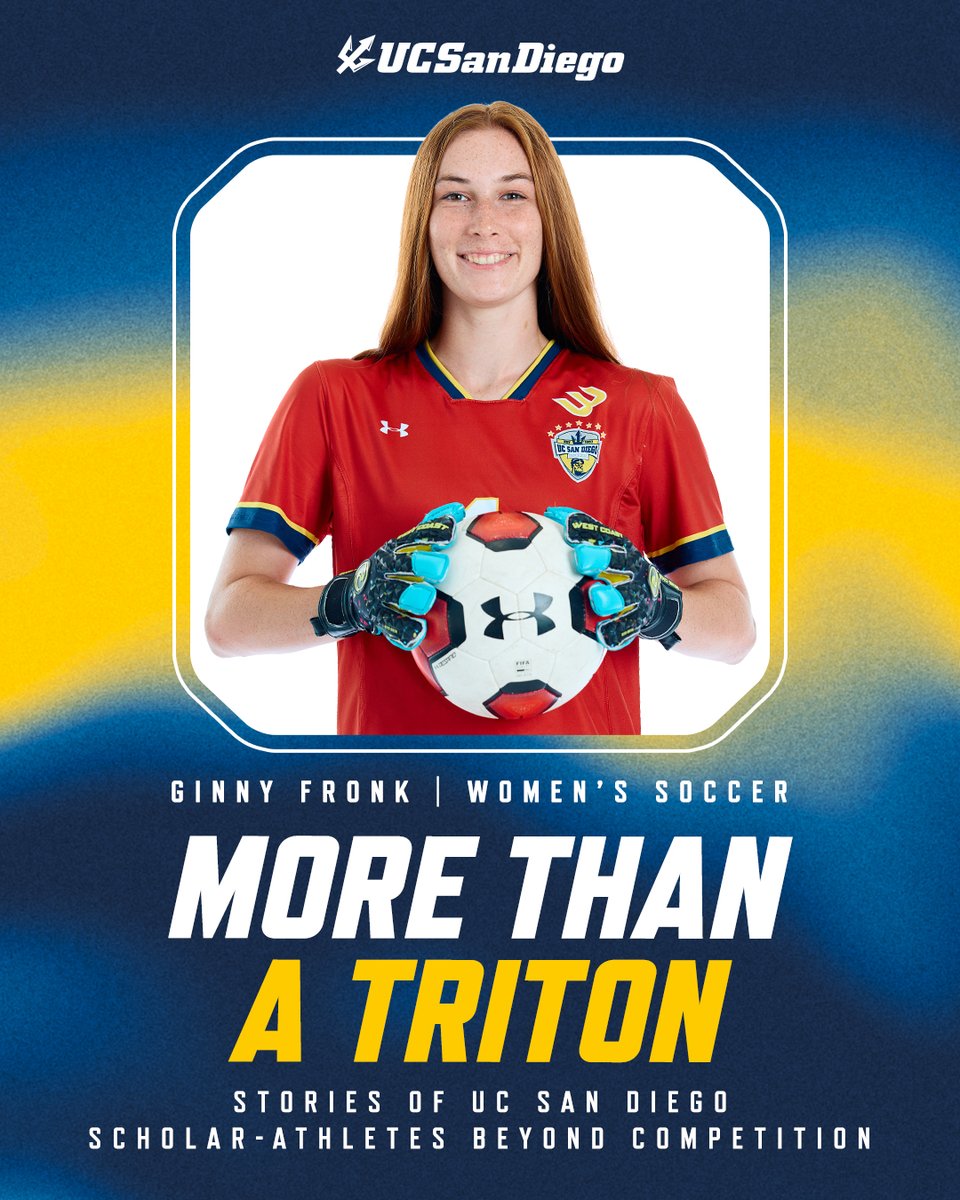 UCSDtritons's tweet photo. More Than a Triton: Ginny Fronk

For Ginny Fronk, soccer has always been more than a game. As a goalkeeper, scholar-athlete, and cancer survivor, she discovered that the sport she loves could also be a source of strength, purpose, and perspective during one of the most challenging chapters of her life.

After being diagnosed with Stage 2A Hodgkin's lymphoma during her senior year of high school, Fronk leaned on the support of her teammates, coaches, family, and community while continuing to pursue the sport that brought her joy. Today, she carries those experiences with her both on and off the field, using adversity as motivation to make a difference through research and advocacy.

Whether she's making saves for the Tritons, pursuing a future in cancer research, or supporting the blood cancer community, Fronk's impact extends far beyond soccer.

Read her story at https://t.co/ImWwQM3VzY

#GoTritons