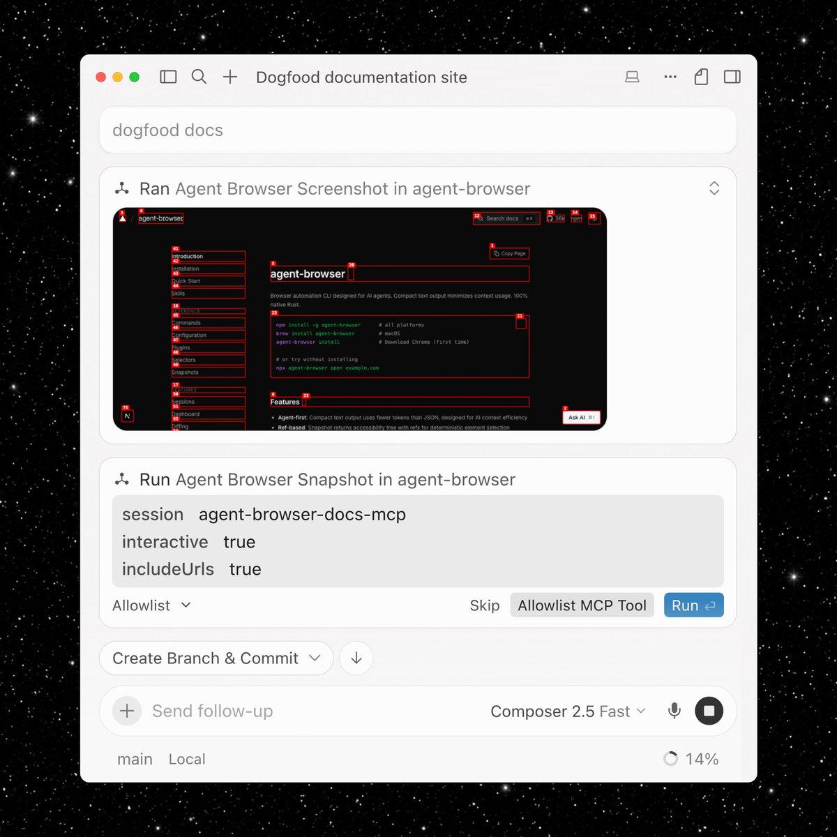 ctatedev's tweet photo. Now available: agent-browser MCP

Same browser automation. New way to plug it into your agent loop.

Why you might choose MCP:

→ You like MCP
→ You work from UIs like Cursor
→ You're more hands-on with your agent
→ Your agent has a browser, but not enough tools https://t.co/5VxDNJYiLY