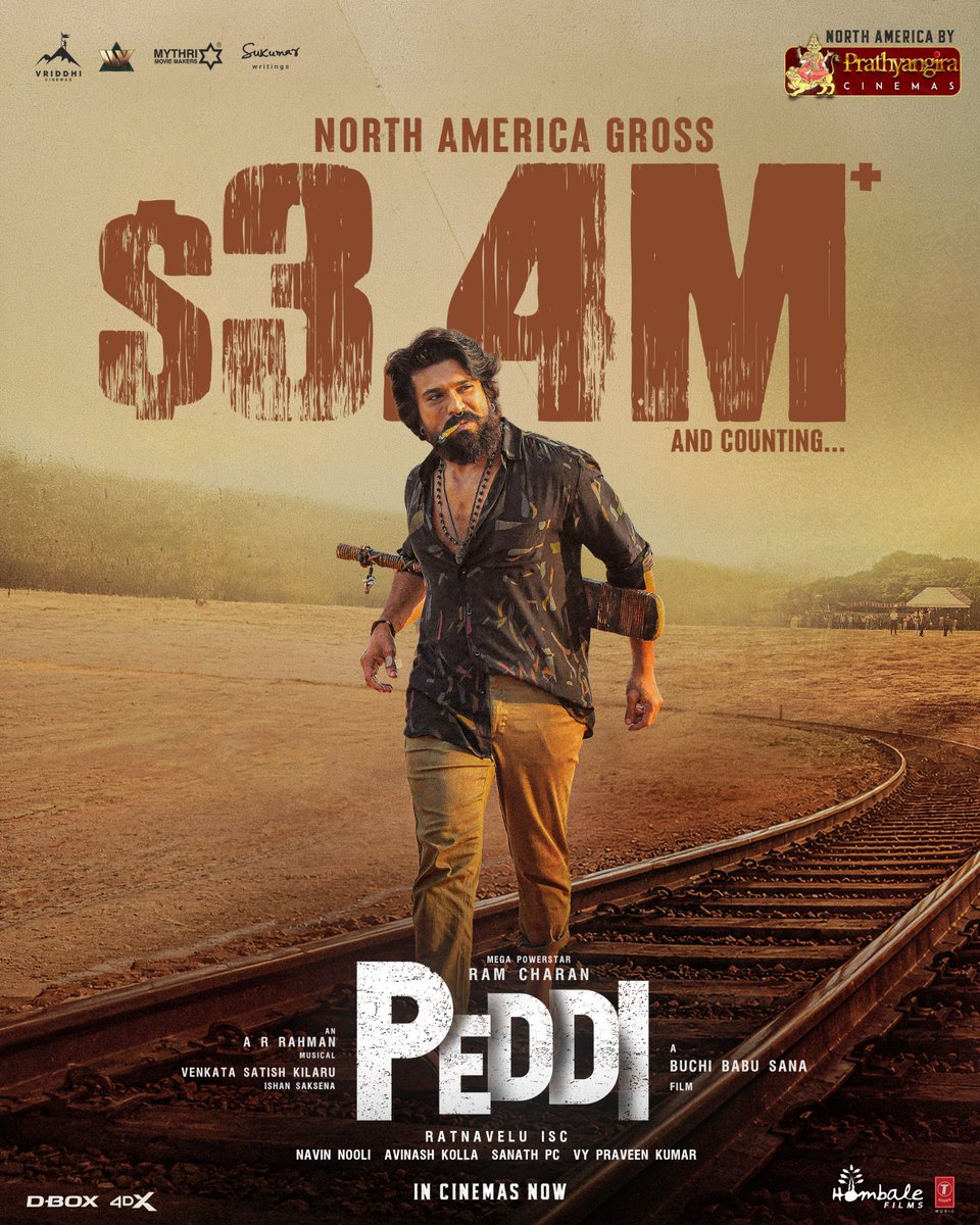 PrathyangiraUS's tweet photo. #PEDDI North America Gross $3.4 M and Counting 🔥 

Book Your Tickets 🎟️

North America By @PrathyangiraUS

@AlwaysRamCharan @NimmaShivanna #JanhviKapoor @BuchiBabuSana @arrahman @RathnaveluDop @vriddhicinemas @venkataskilaru @MythriOfficial @SukumarWritings @ivyofficial2023 @PeddiMovieOffl @HombaleFilms @HombaleOverseas @TSeries