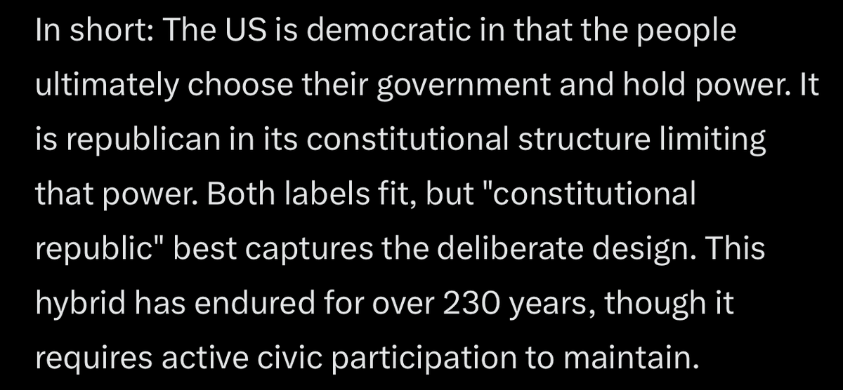robvanhoff's tweet photo. @BladeoftheS USA has never been a pure democracy… billionaires didn’t change that. A “constitutional republic” from its founding. https://t.co/5XF1lDLA6G