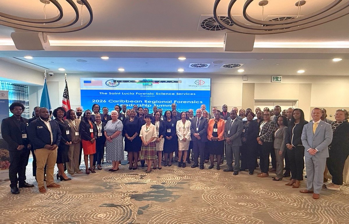 USEmbassyJA's tweet photo. Following the second Caribbean Regional Forensic Leadership Summit held in May in St Lucia, the United States has announced more than $8 million in new U.S. foreign assistance to strengthen forensic capabilities across the Caribbean, including synthetic drug detection equipment, expert support, and the launch of the Caribbean Forensic Scientific Working Group. 
Through the Caribbean Basin Security Initiative, the United States is working with Caribbean countries, including Jamaica, to disrupt fentanyl and other synthetic drug threats, reduce forensic laboratory backlogs, and support court-admissible evidence that helps turn investigations into prosecutions.

Photo 1: Representatives from Jamaica’s Institute of Forensic Science & Legal Medicine and Office of Director of Public Prosecutions at the Summit
