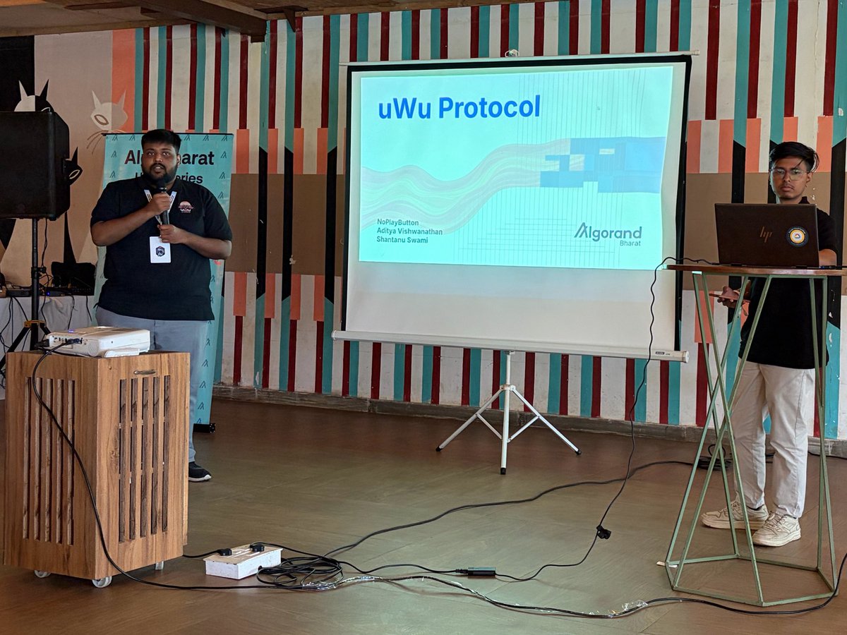 Algo_Bharat's tweet photo. The final day of the Algorand India Dev Retreat did not disappoint with twelve teams competing in the final round of our four month long competition. 

Huge shout out to all who participated in the AlgoBharat Hack Series 3.0 journey, and especially to those who joined us in Goa for four packed days of skill, solution and community building.

Details on the winning projects and all finalist teams coming here shortly.