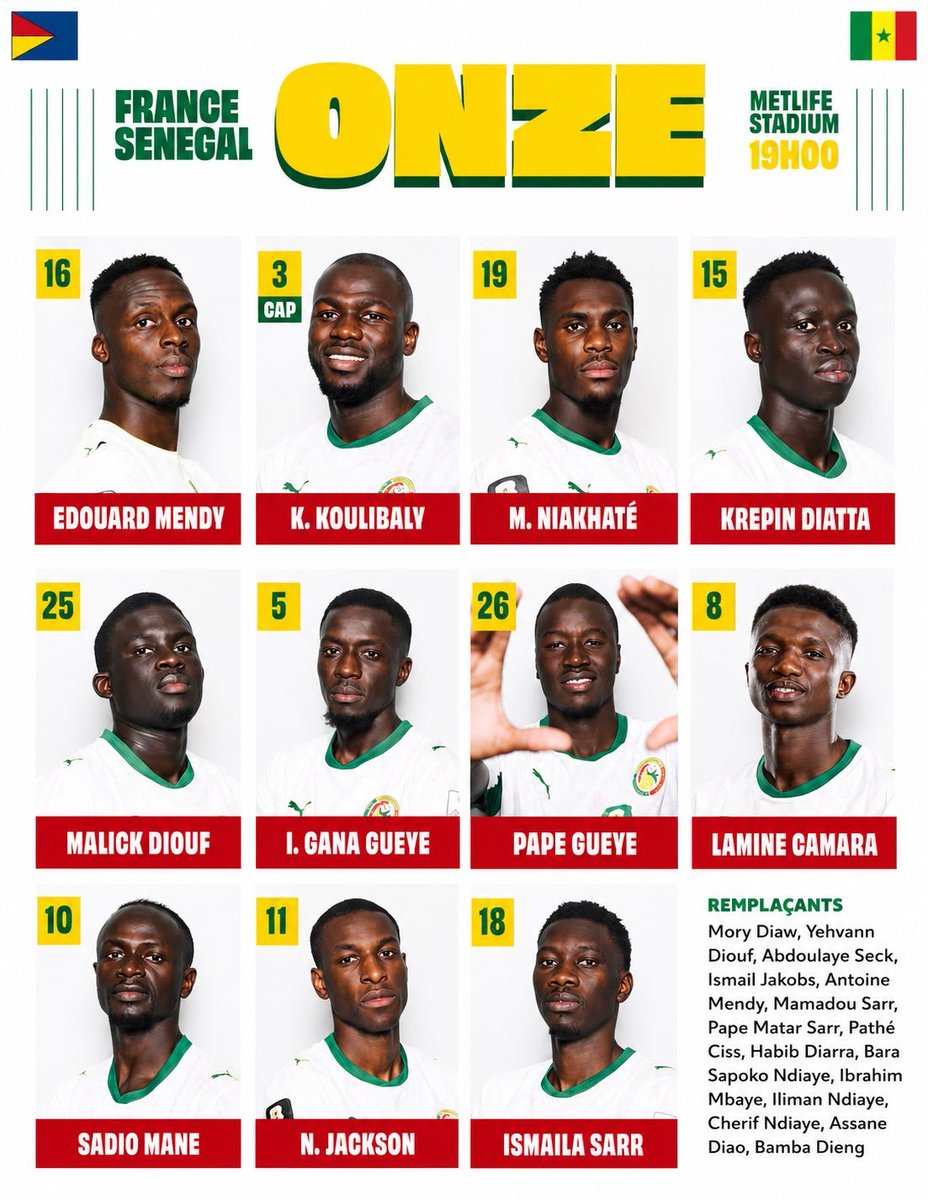 Sports's tweet photo. The first starting 11 for #Senegal is here https://t.co/h8OfQVh5Cr