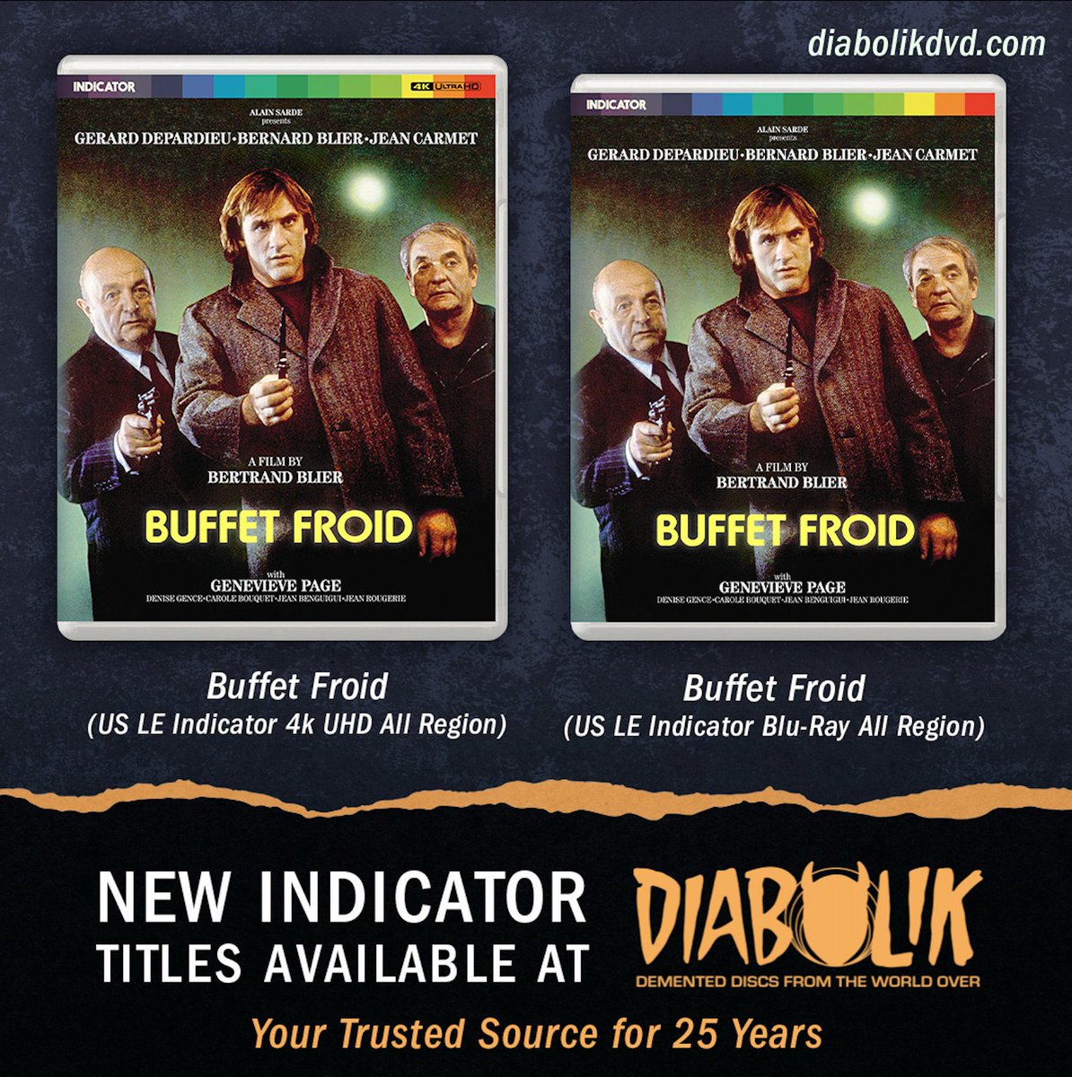 diabolikdvd's tweet photo. NEW INDICATOR titles now available to pre-order at Diabolik!

https://t.co/cbR8z7OfuU

#physicalmediaadvocates #diabolikdvd #indicator #buffetfroid #frenchdressing #mercilavie https://t.co/OUJt7UBQ7q
