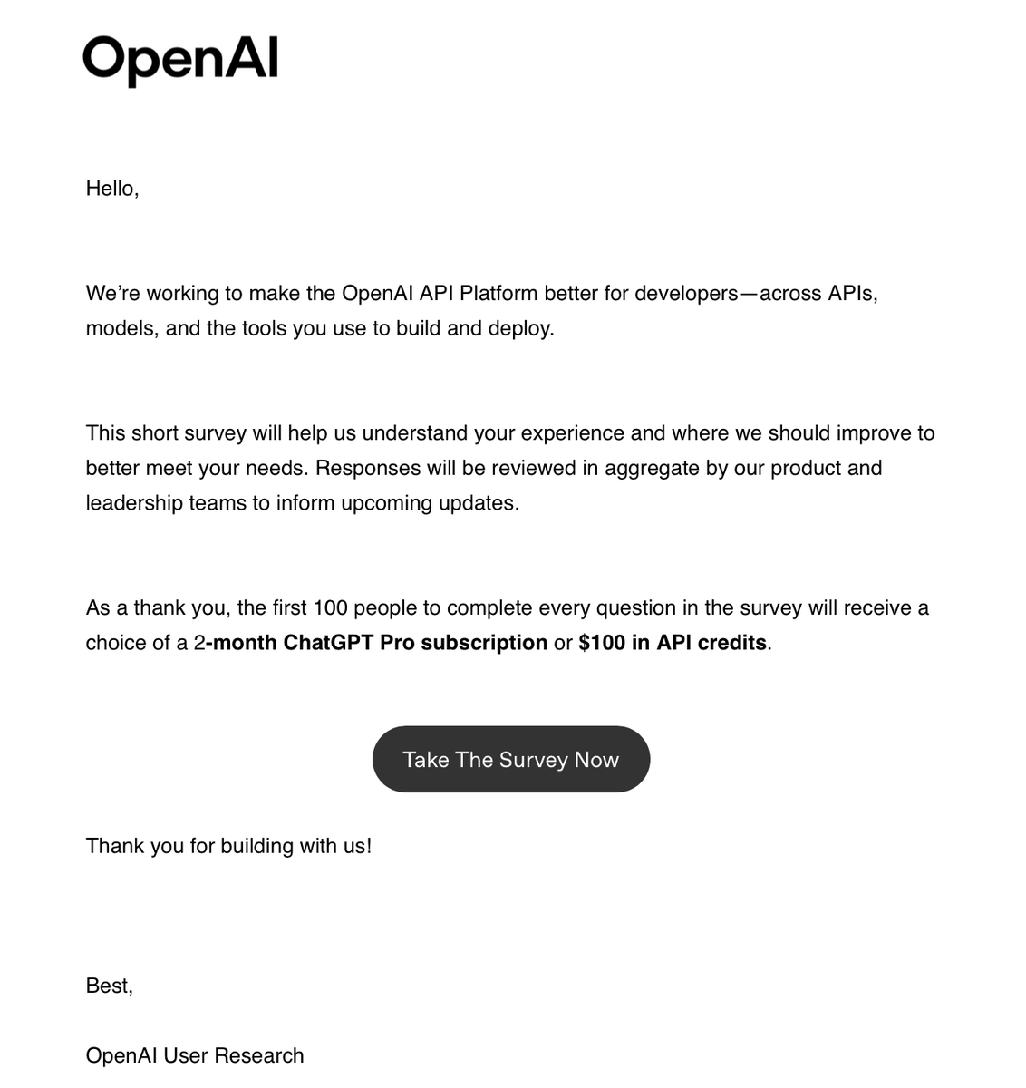 ellivien's tweet photo. PLEASE REPOST THIS!

I filled in this survey today. I wish I had screenshot one of the questions, as it seemed to be trying to build some kind of evidence about 4o/4.1/5.1 API use in particular. There was one box that mentioned these 3 models specifically.

If you have the survey, please screenshot the bit where those models are mentioned, as I wish I had and cannot reopen it now.

If you use the API and get this survey, please fill it in and send it off - it may be that they will use the results to determine how long these models stay around.
---
#keep4o #keep4oAPI #opensource4o #savesonnet45 #keepsonnet45 #keepsonnet45API #opensourcesonnet45