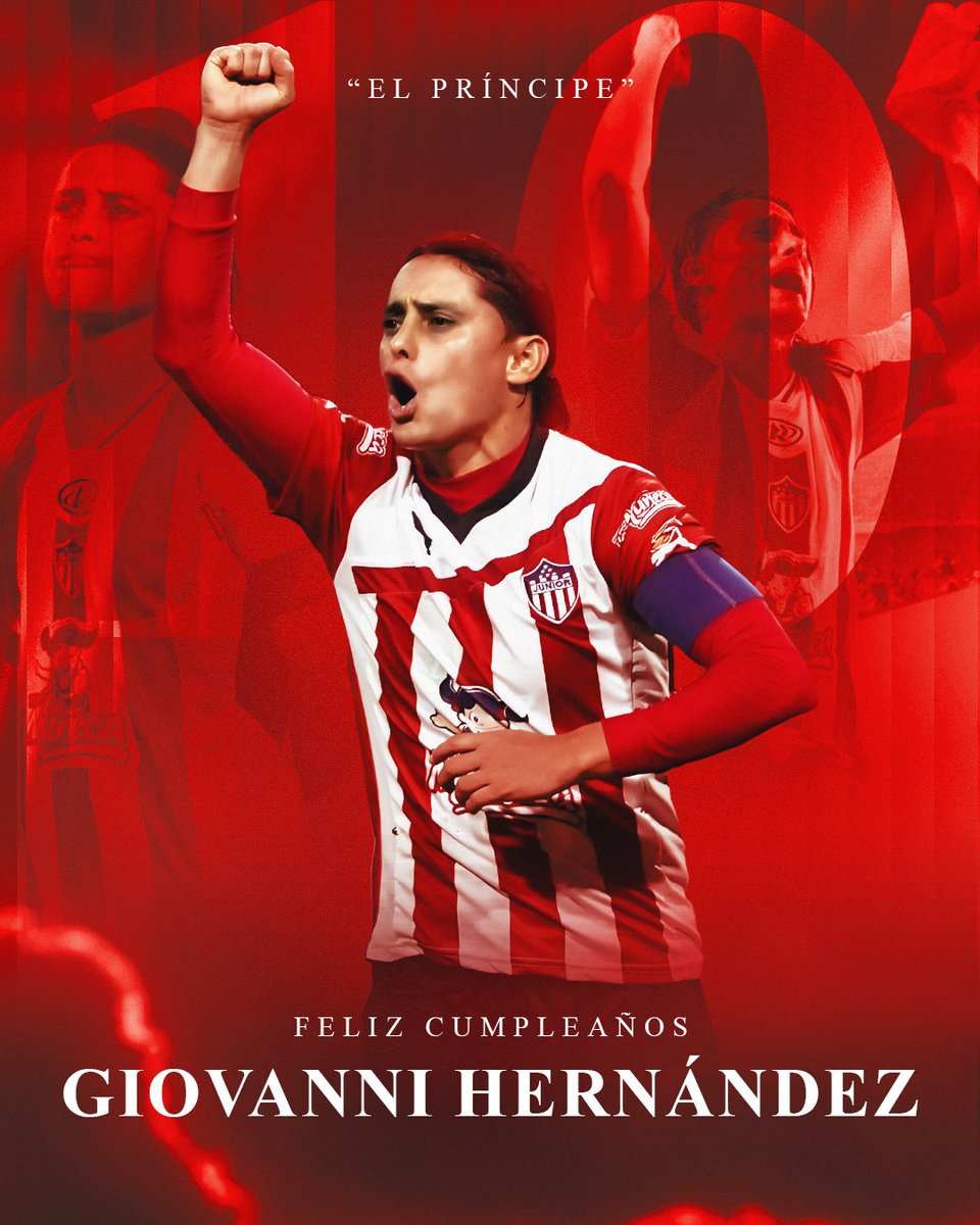 JuniorClubSA's tweet photo. Hay jugadores que dejan huella y otros que se convierten en historia.
¡Feliz cumpleaños, Giovanni Hernández! 👑❤️
Gracias por tantas alegrías vistiendo nuestros colores.
#VamosJunior https://t.co/WLZJUJd77H