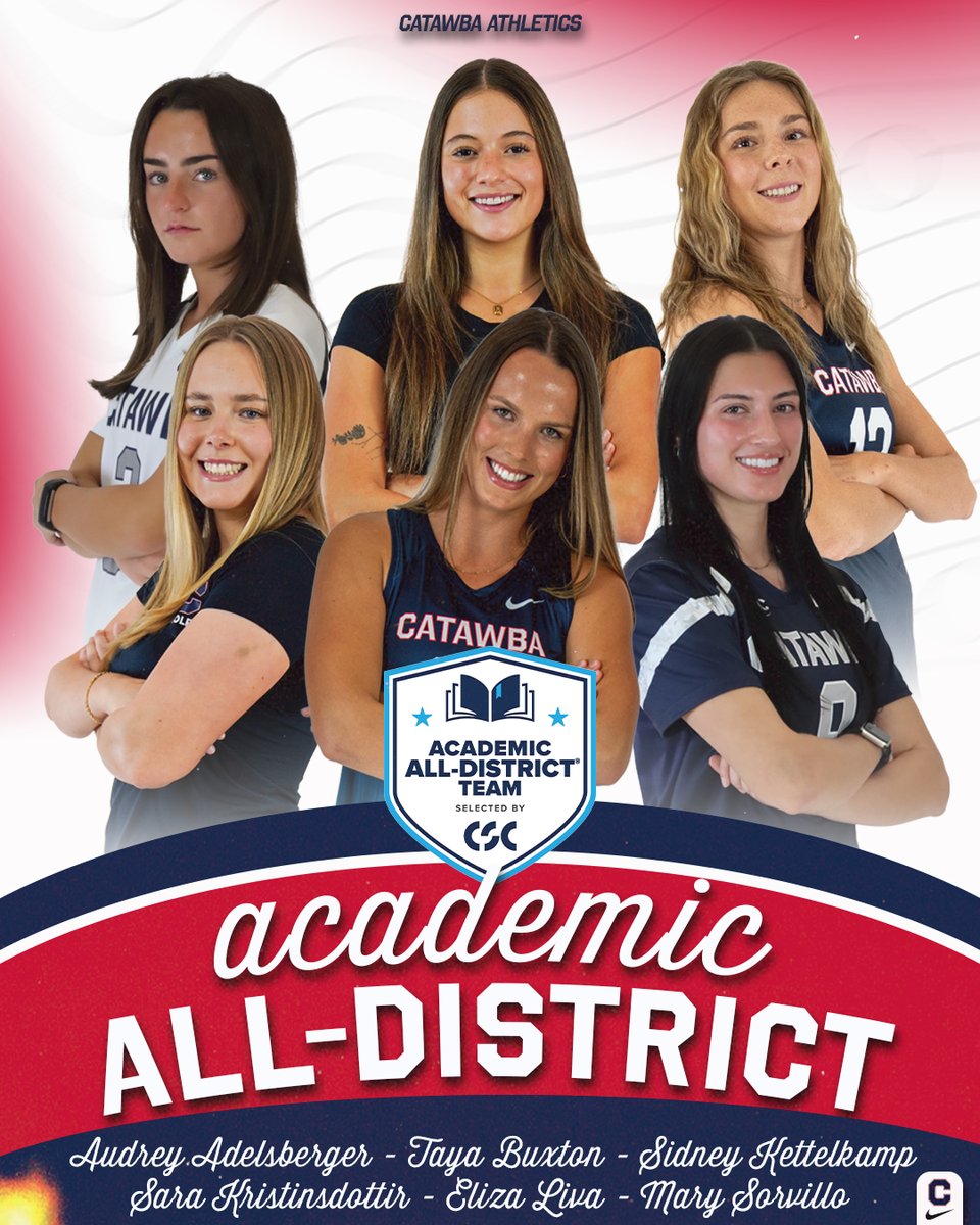 CatawbaIndians's tweet photo. 𝗔𝗟𝗟-𝗗𝗜𝗦𝗧𝗥𝗜𝗖𝗧 𝗗𝗢𝗭𝗘𝗡 📚

12 student-athletes from six Catawba programs were selected to the @CollSportsComm Academic All-District® Men's and Women's At-Large teams!

Release | https://t.co/l7Sc7amOq2

#CatawbaCulture https://t.co/NrfQwZcVm4