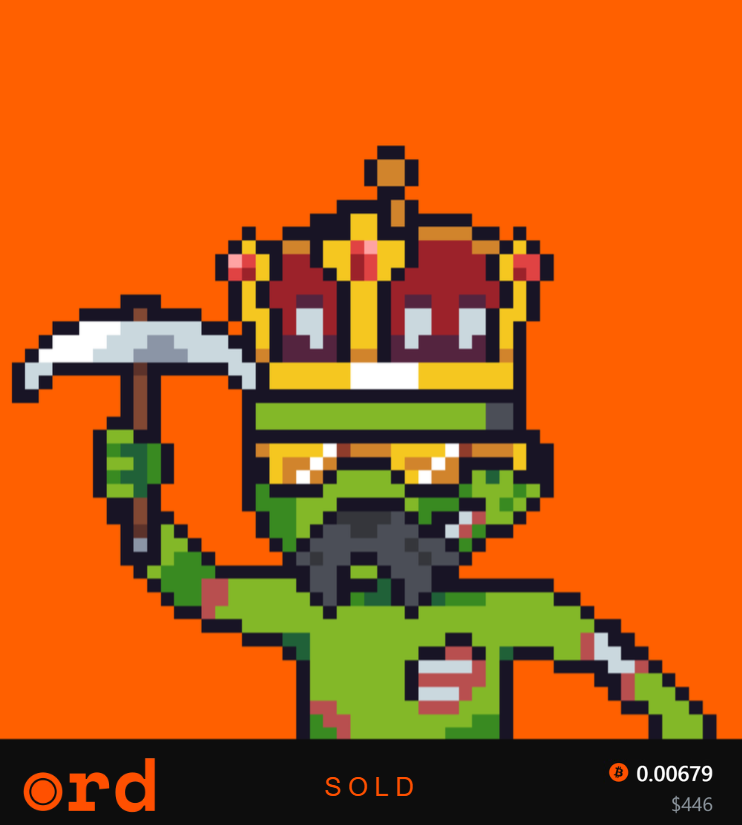 ord_net's tweet photo. Orange background.

Crown.

Gold sunglasses.

Miner.

Banger of a Wiz 🧙‍♂️ https://t.co/XgifZaxoXK