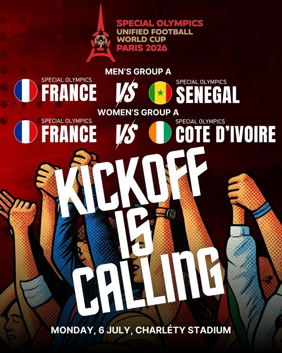SpecialOlympics's tweet photo. 🌍⚽ The world’s attention is turning to football, and we couldn’t be more excited!
We’re proud to announce the opening matches of the Special Olympics Unified Football World Cup in Paris, France!
🔗: https://t.co/m0rthYNrQi
#SpecialOlympics #ChooseToInclude #Paris2026UFWC https://t.co/Bjd6E5VJa2