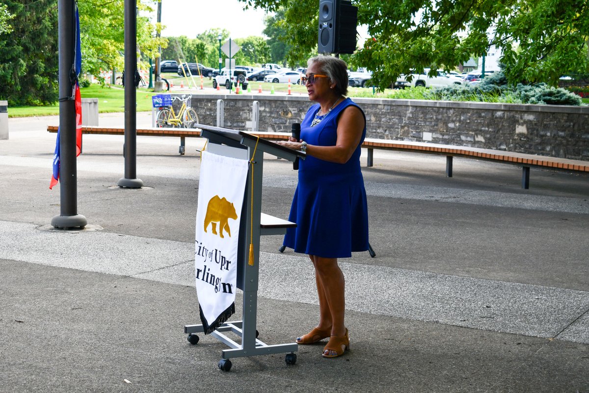 CityofUA's tweet photo. Upper Arlington’s #Juneteenth Flag Raising Ceremony was held Monday at the Municipal Services Center. ❤️🖤💚 Juneteenth honors freedom, reflection &amp; history. Thank you to all who joined us in recognition of this meaningful day. #UpperArlington https://t.co/MlK0Cvuu51