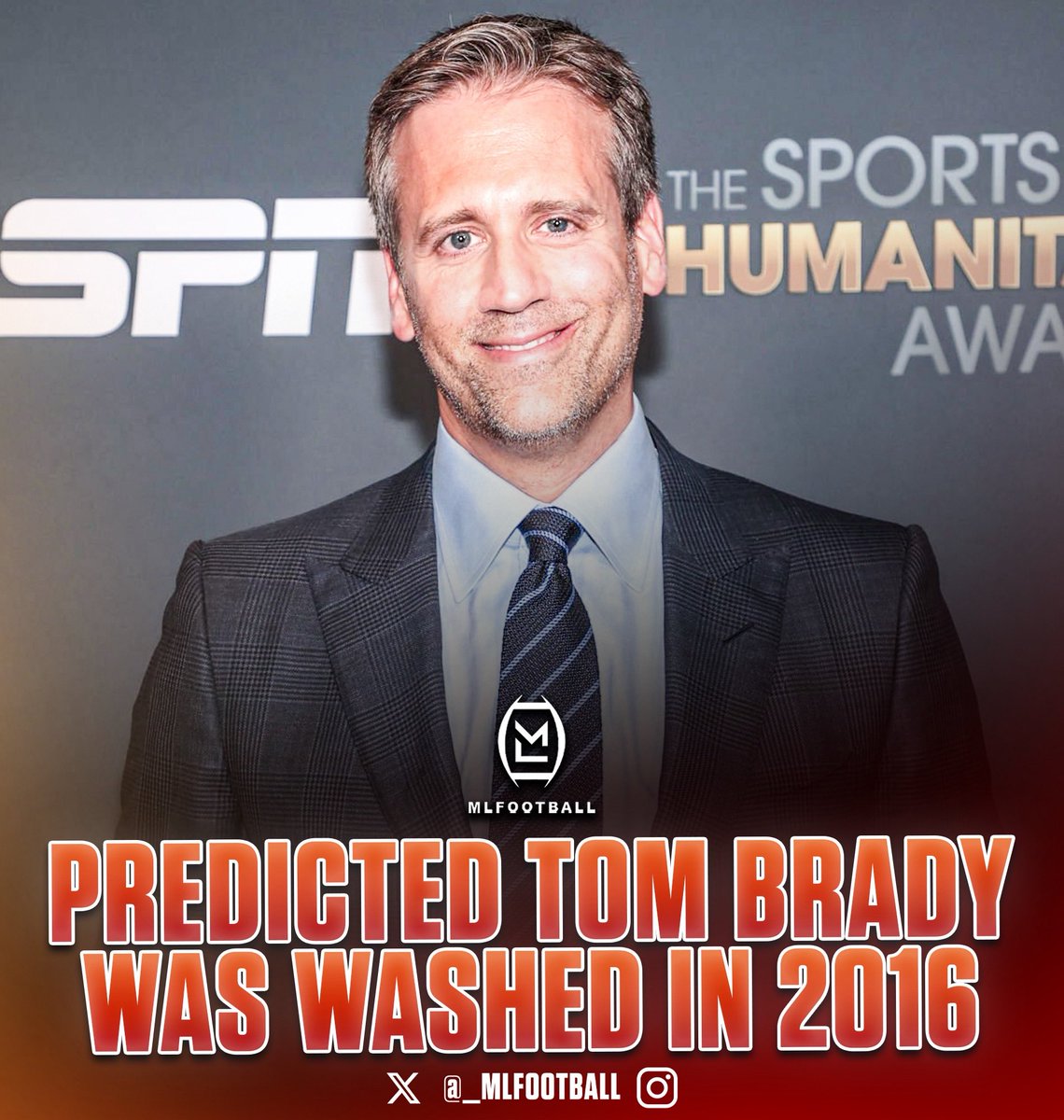 MLFootball's tweet photo. ALL-TIME COLD TAKE: Max Kellerman said Tom Brady was “about to fall off a cliff” in 2016.

Kellerman predicted Brady’s decline could happen at any moment, saying: “It could be his next game. It could be a year from now.”

Tom then doubled down with the take that became legendary:

“Tom Brady is going to be a bum in short order.”

At the time, Brady was 39 years old and coming off Deflategate, so the concern about age was understandable.

Then Brady responded by winning 4 more Super Bowls, 3 more Super Bowl MVPs, another NFL MVP, and playing until age 45.

One of the coldest takes in sports television history.

🥶🥶🥶