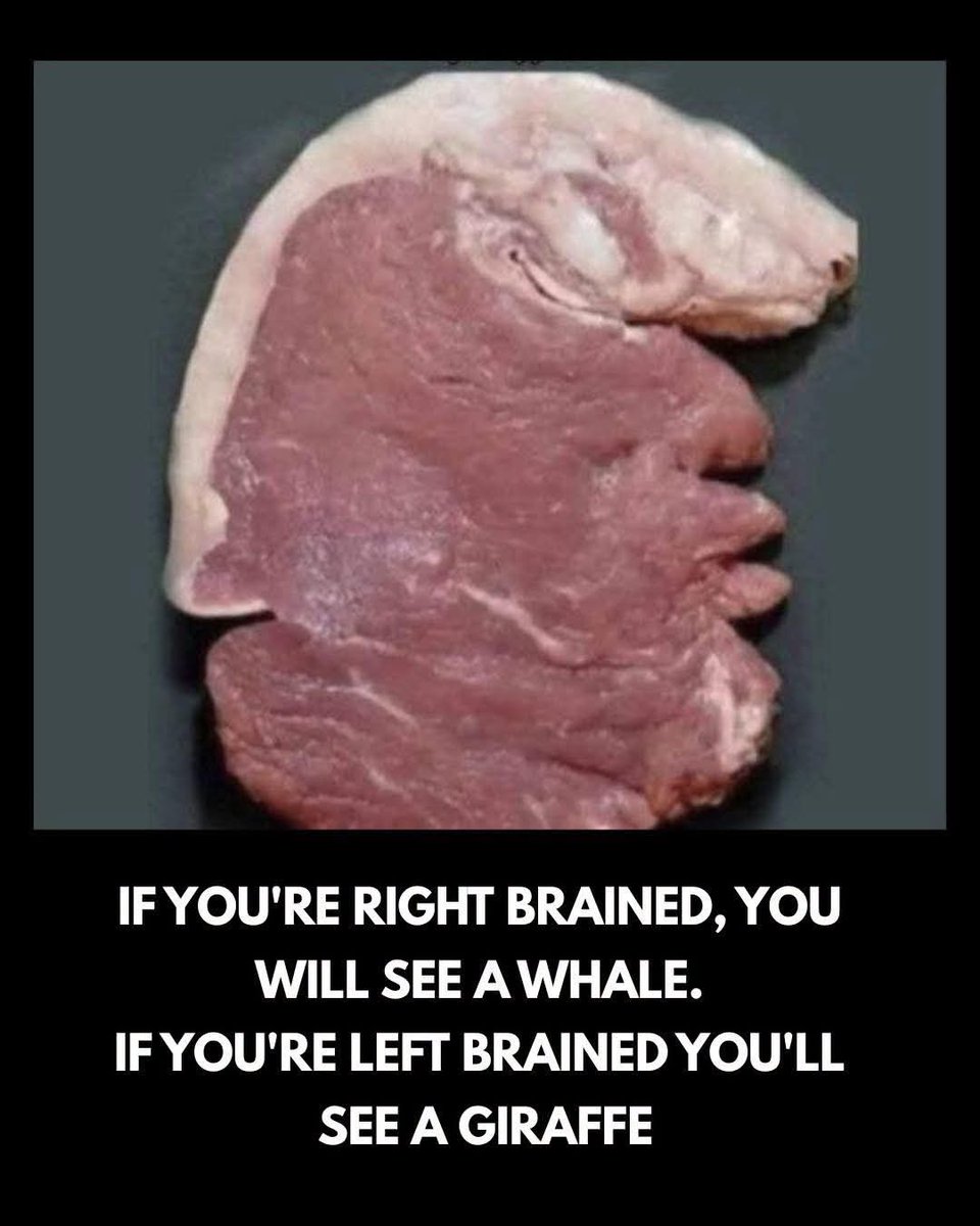 Yums_1278a's tweet photo. IF YOU'RE RIGHT BRAINED, YOU WILL SEE A WHALE.

IF YOU'RE LEFT BRAINED YOU'LL SEE A GIRAFFE https://t.co/mWuM4SnWHq