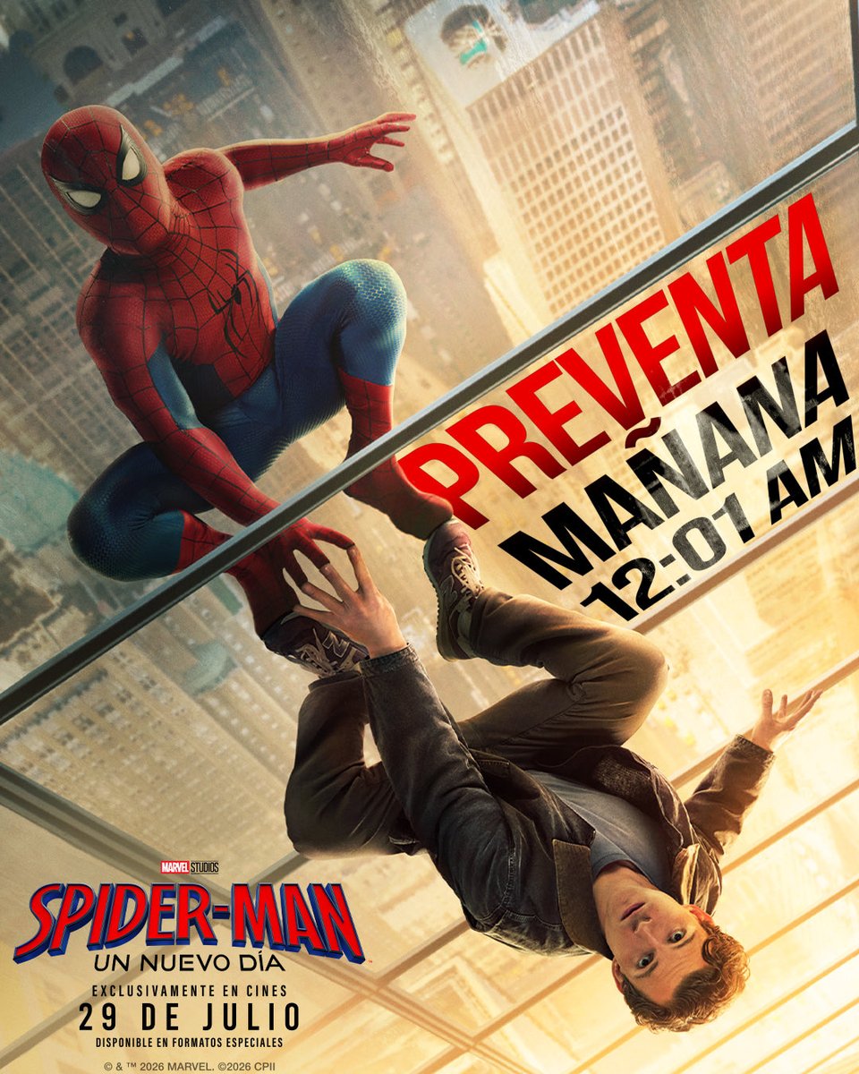 Cinemex's tweet photo. ¡Nos vemos a medianoche para la Preventa Cinemex de #SpiderManUnNuevoDía! 🕷️ https://t.co/lXQrCUjm18