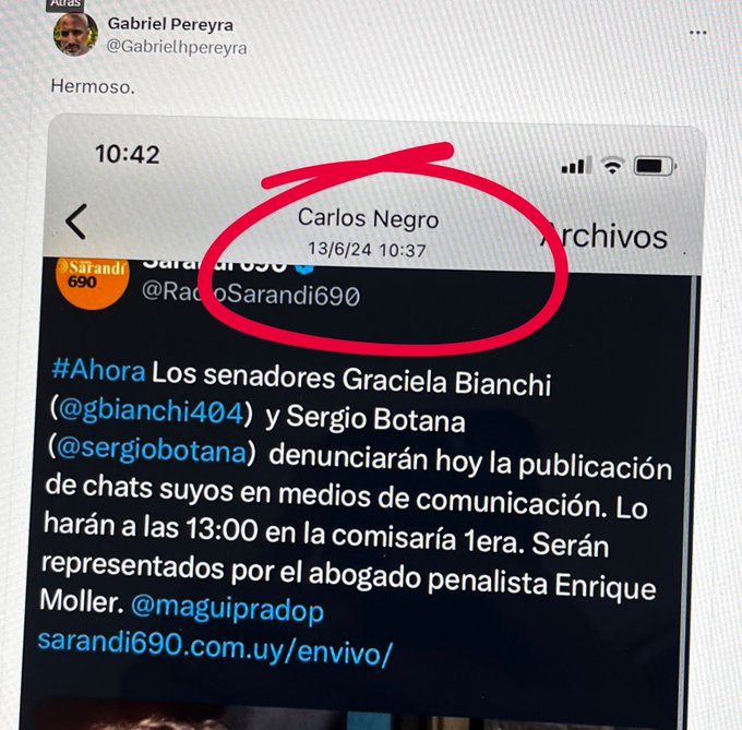riverafrutos's tweet photo. Amigos no dejemos morir el tuit en el que Gabriel Pereyra expone a Carlos Negro filtrando información cuando era Fiscal. https://t.co/h0tgacWZPP