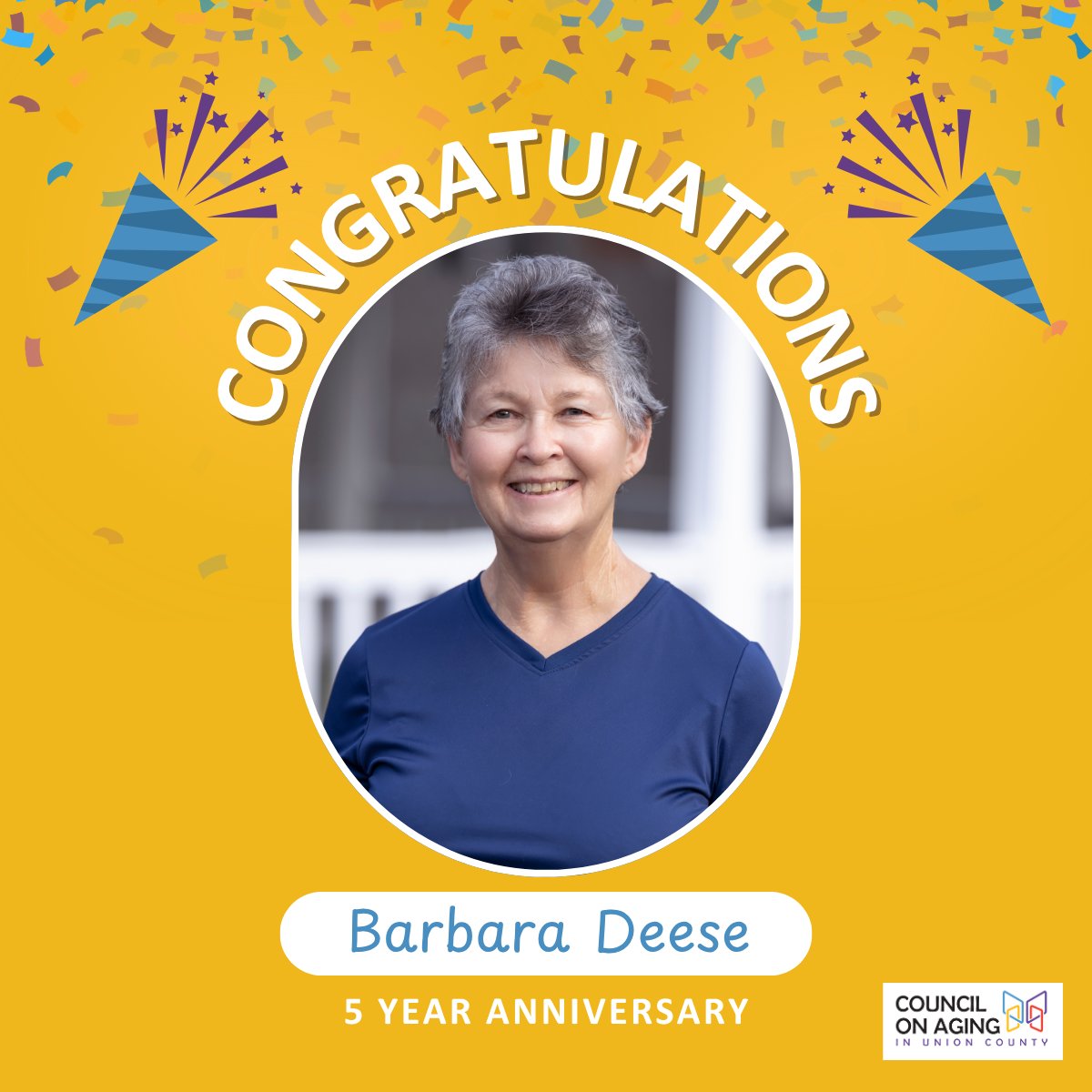 COAUnionCounty's tweet photo. Help us celebrate three wonderful members of our COA team who are marking work anniversaries this month!

These incredible team members are truly the heart behind our mission. 

Thank you, Annette, Barbara and Rosemary, for the care you bring and the impact you make every day. https://t.co/PPEUssSaXL