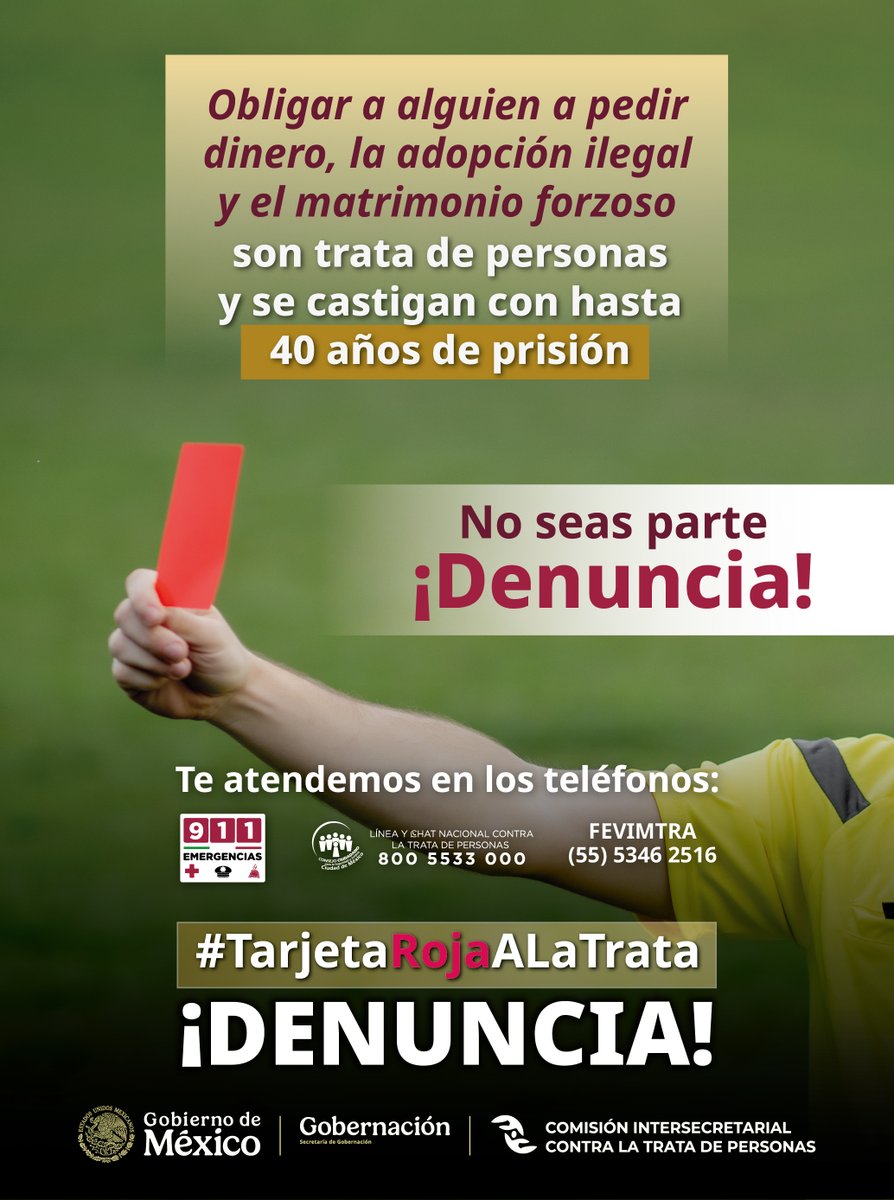 DirSociodemo's tweet photo. La trata de personas y el tráfico ilícito de personas son delitos que se castigan con cárcel.
Conoce sus principales diferencias.
📷 No seas parte ¡Denuncia! al 911 o al 800 5533 000
#TarjetaRojaALaTrata https://t.co/yIpkHBKfhf