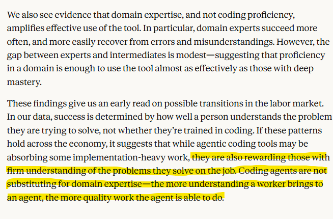 orphcorp's tweet photo. >success is determined by how well a person understands the problem they are trying to solve

>while agentic coding tools may be absorbing some implementation-heavy work, they are also rewarding those with firm understanding of the problems they solve on the job https://t.co/2WIaN3K67j