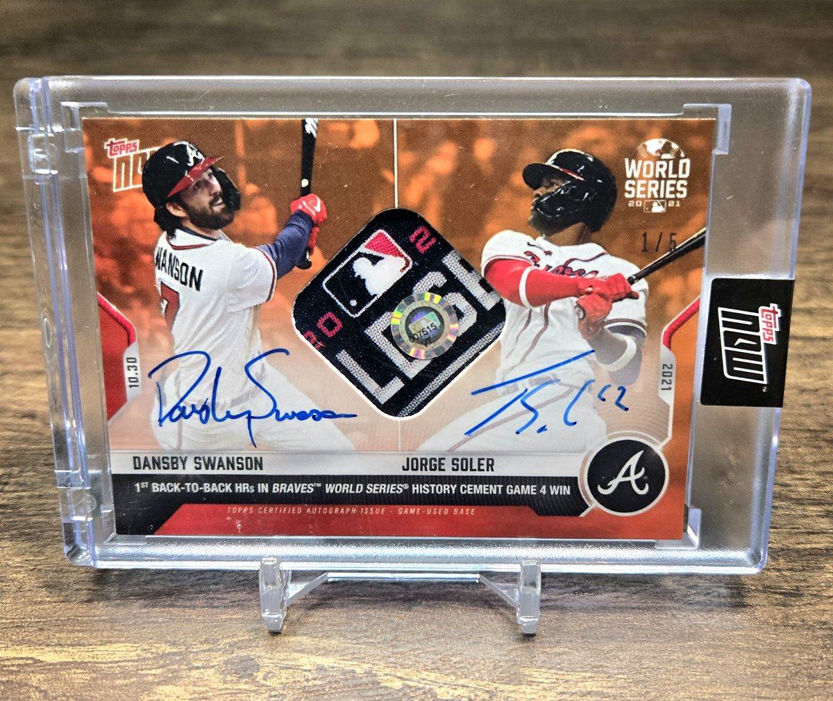 Topps Now Dansby Swanson & Jorge Soler Dual Auto #/5! Game Used 